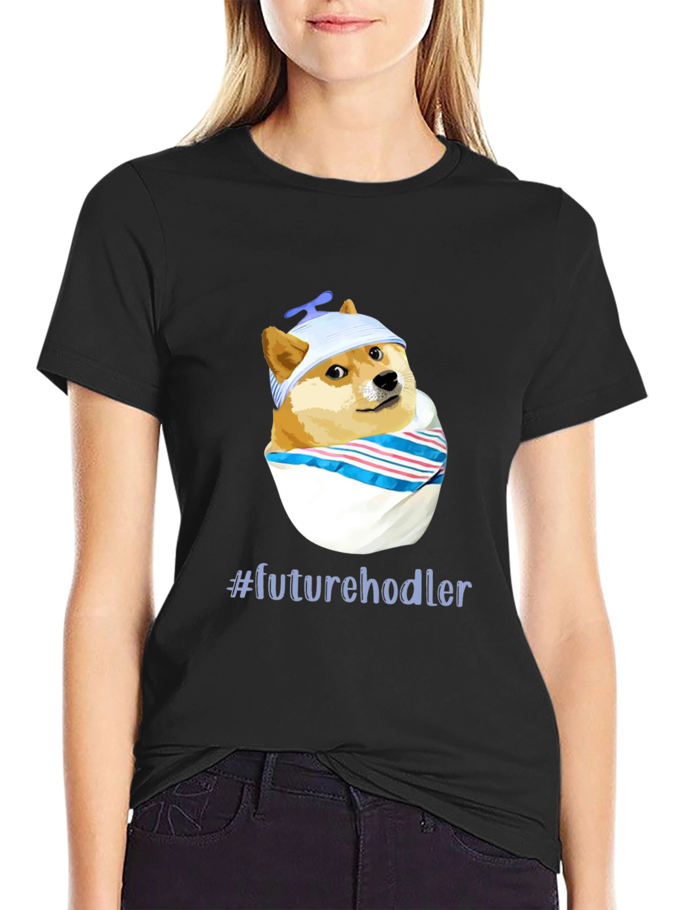 Future Hodler Doge T-Shirt - Black Cotton