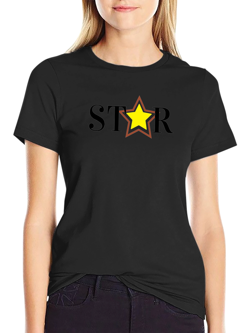Star Graphic Tee - Black Cotton Blend Casual Shirt
