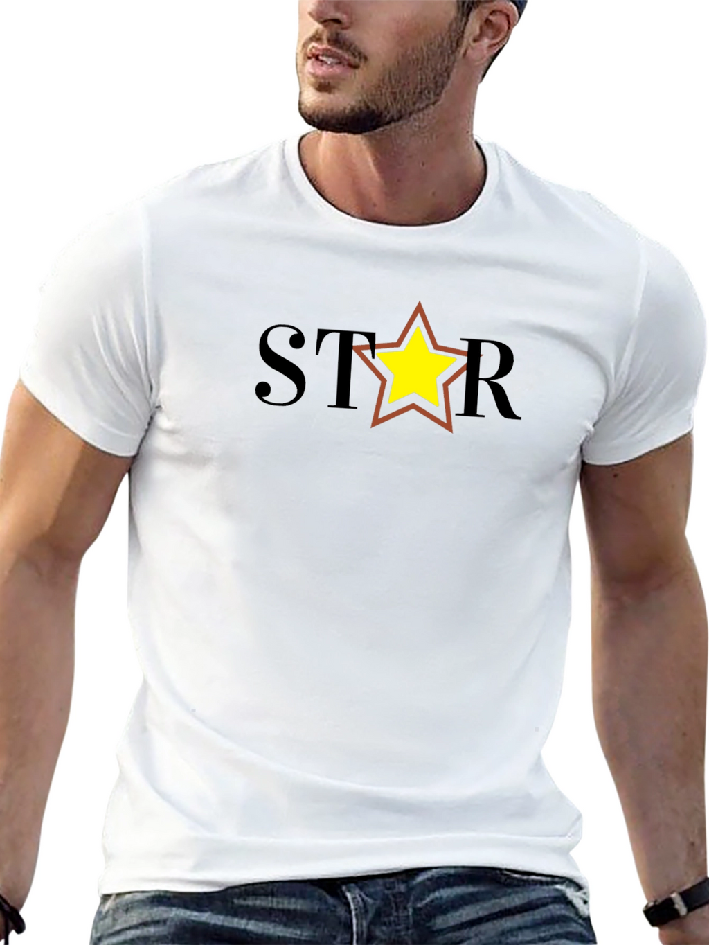 Star Graphic Tee - Black Cotton Blend Casual Shirt