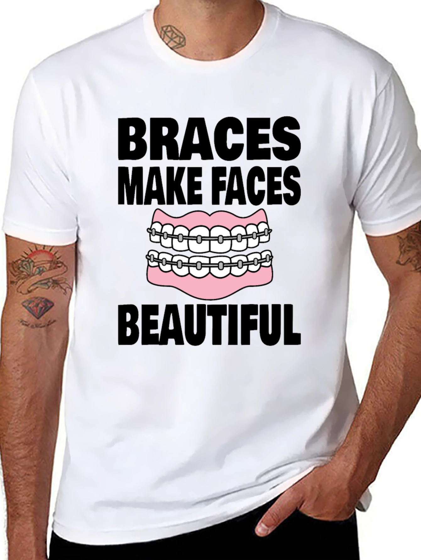 Braces Make Faces Beautiful Black T-Shirt