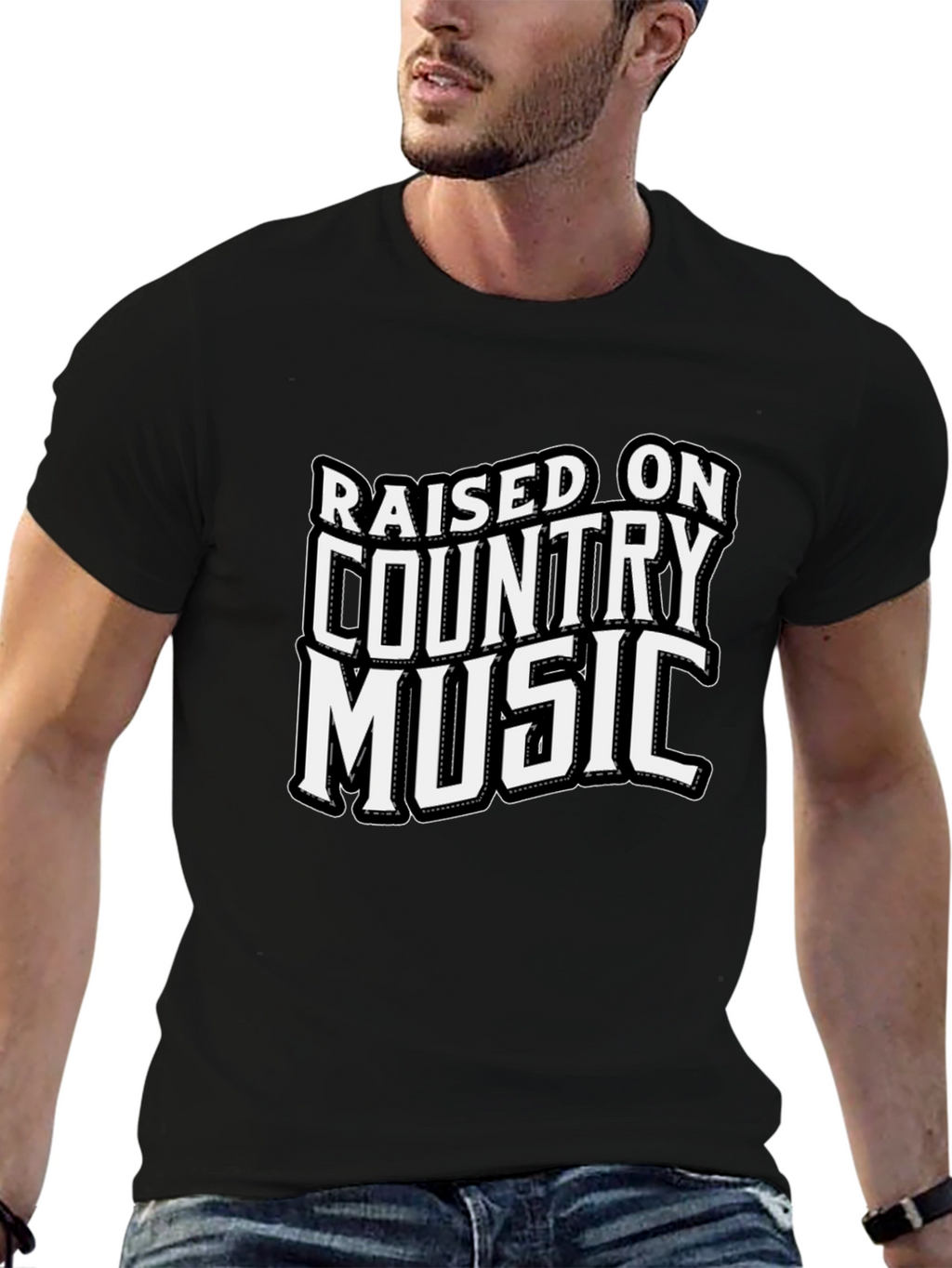 Raised on Country Music Black T-Shirt