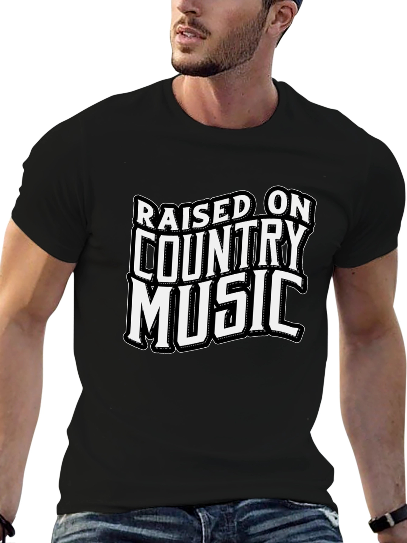 Raised on Country Music Black T-Shirt