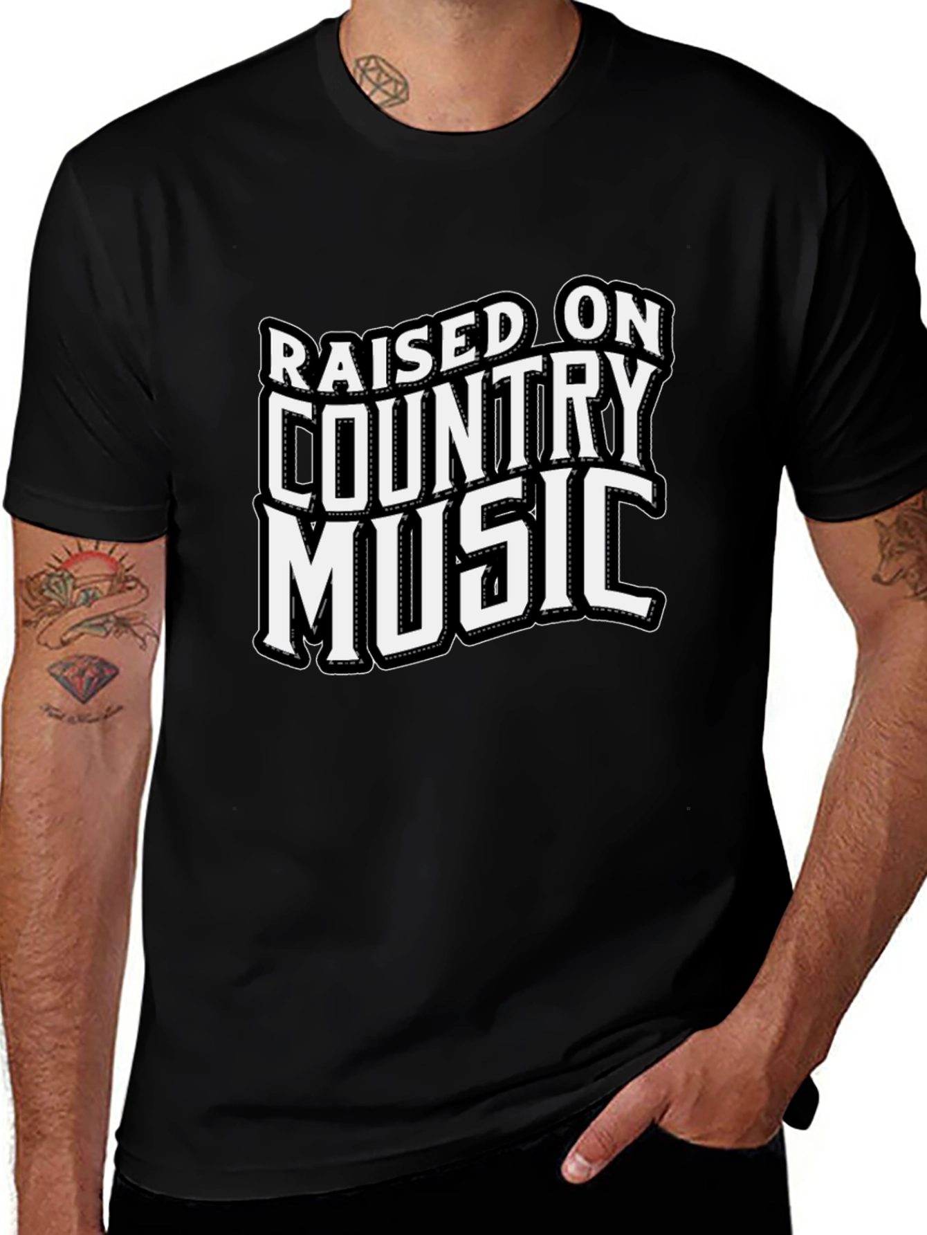Raised on Country Music Black T-Shirt