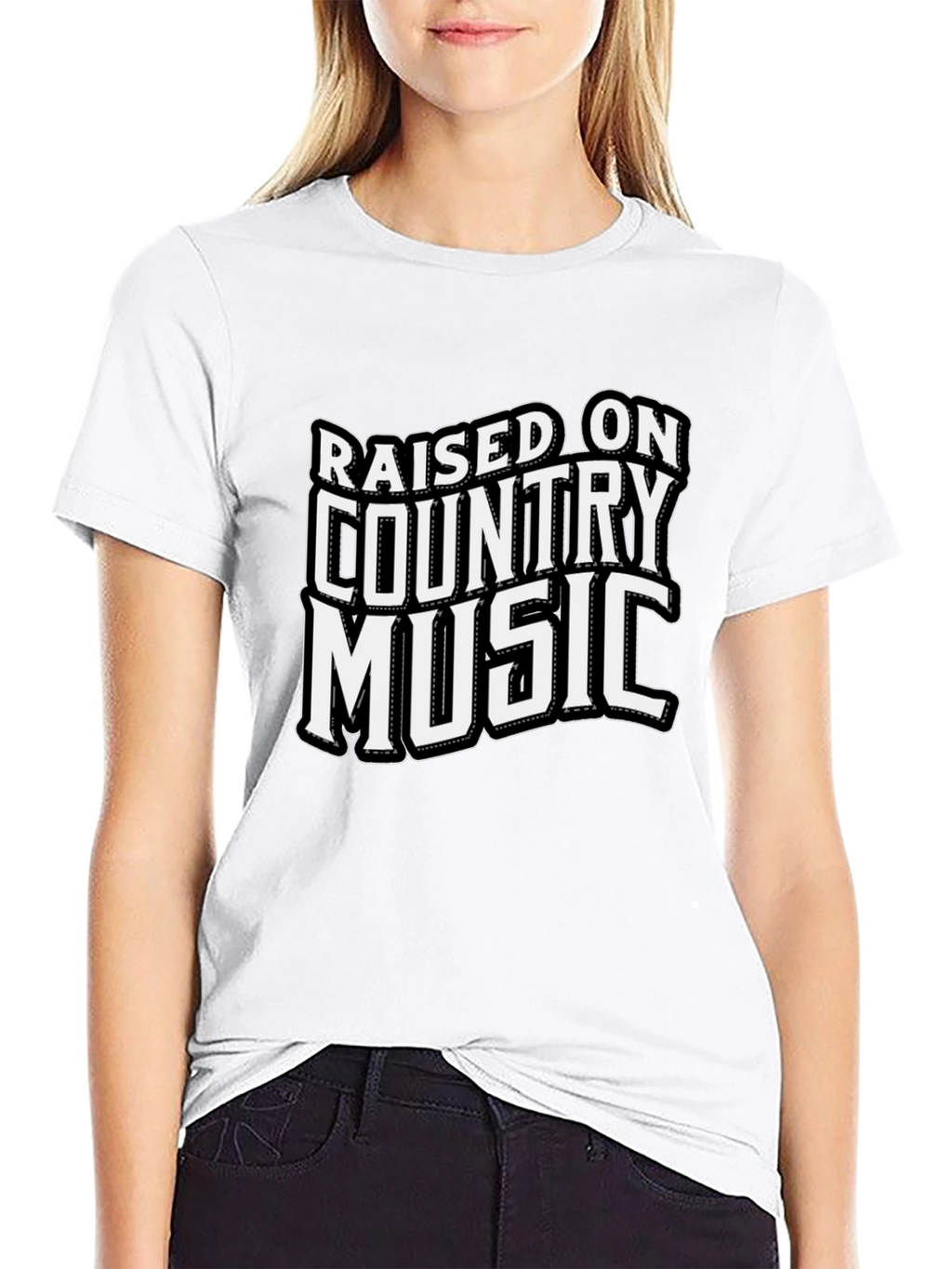 Raised on Country Music Black T-Shirt
