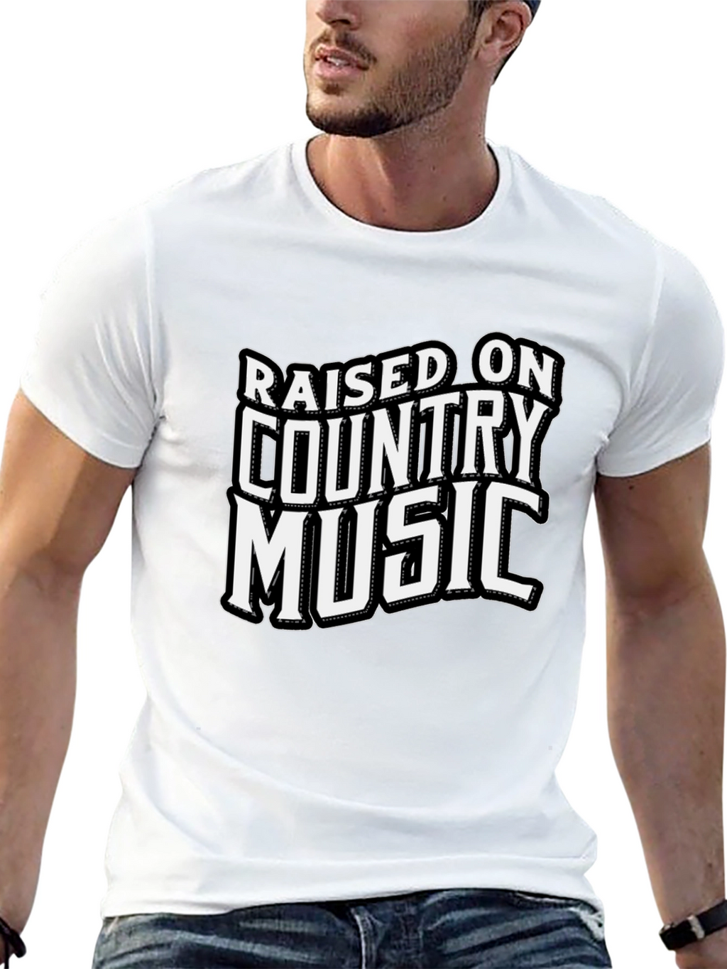 Raised on Country Music Black T-Shirt