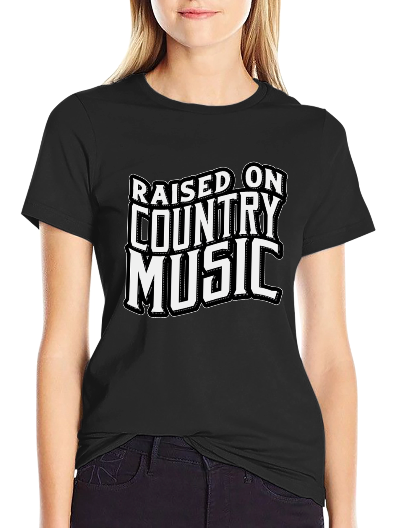 Raised on Country Music Black T-Shirt