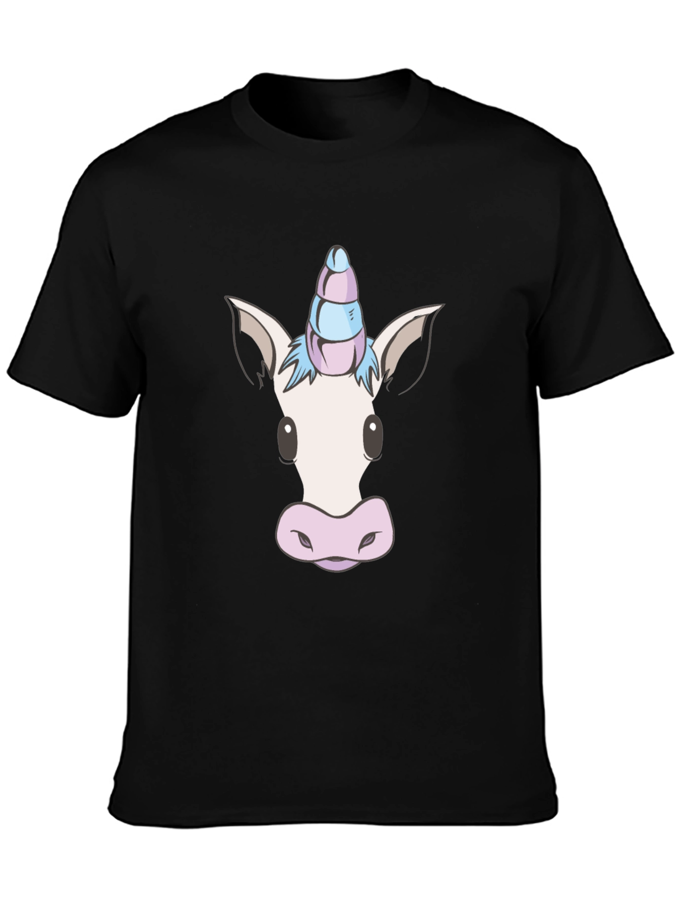 Unicorn Head Graphic Tee - Black Cotton Blend