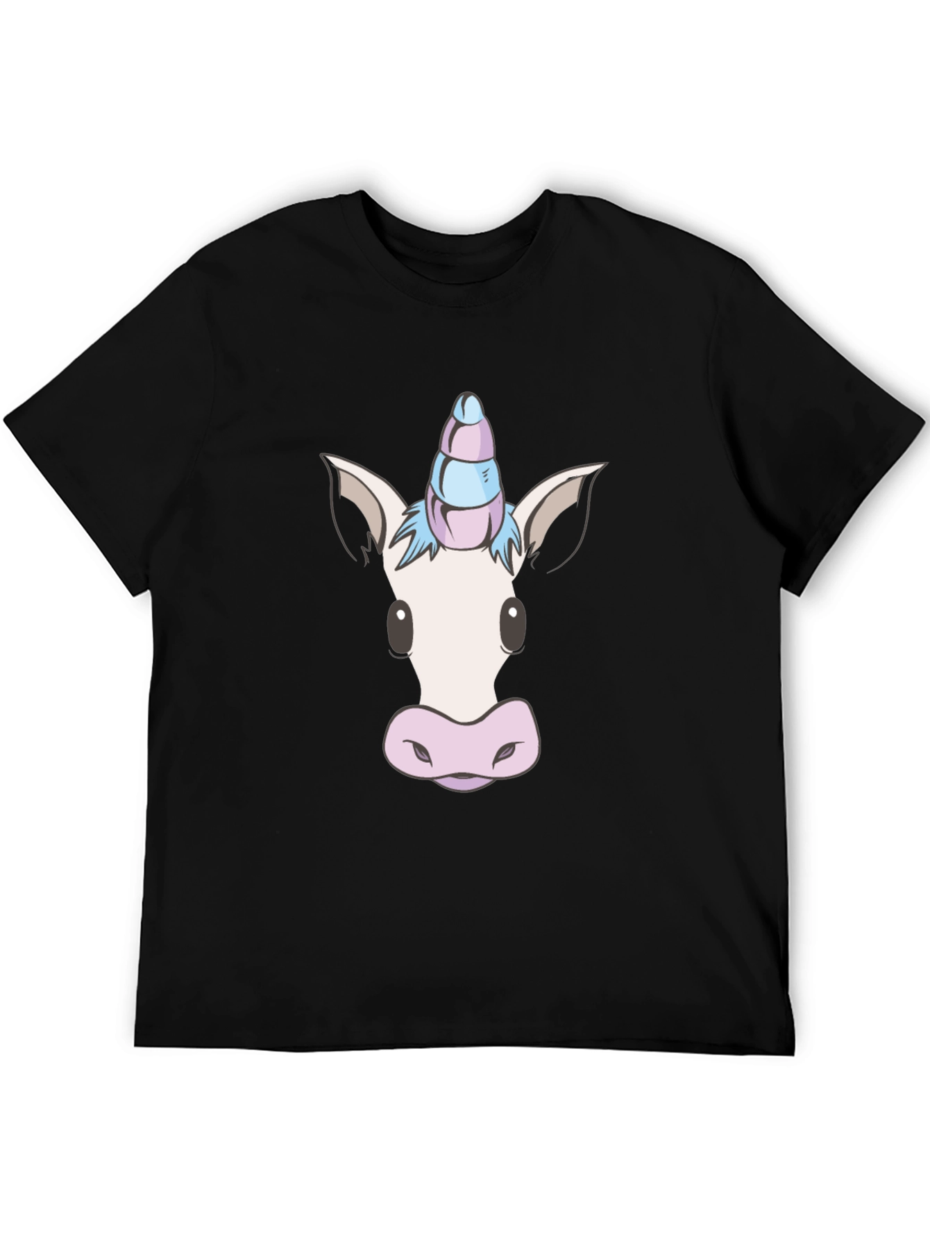 Unicorn Head Graphic Tee - Black Cotton Blend