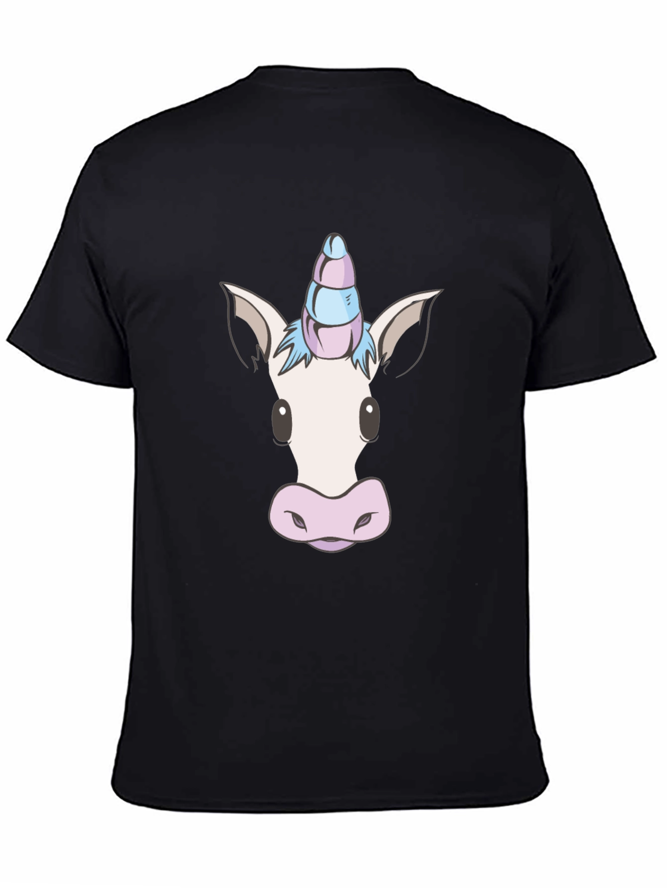 Unicorn Head Graphic Tee - Black Cotton Blend