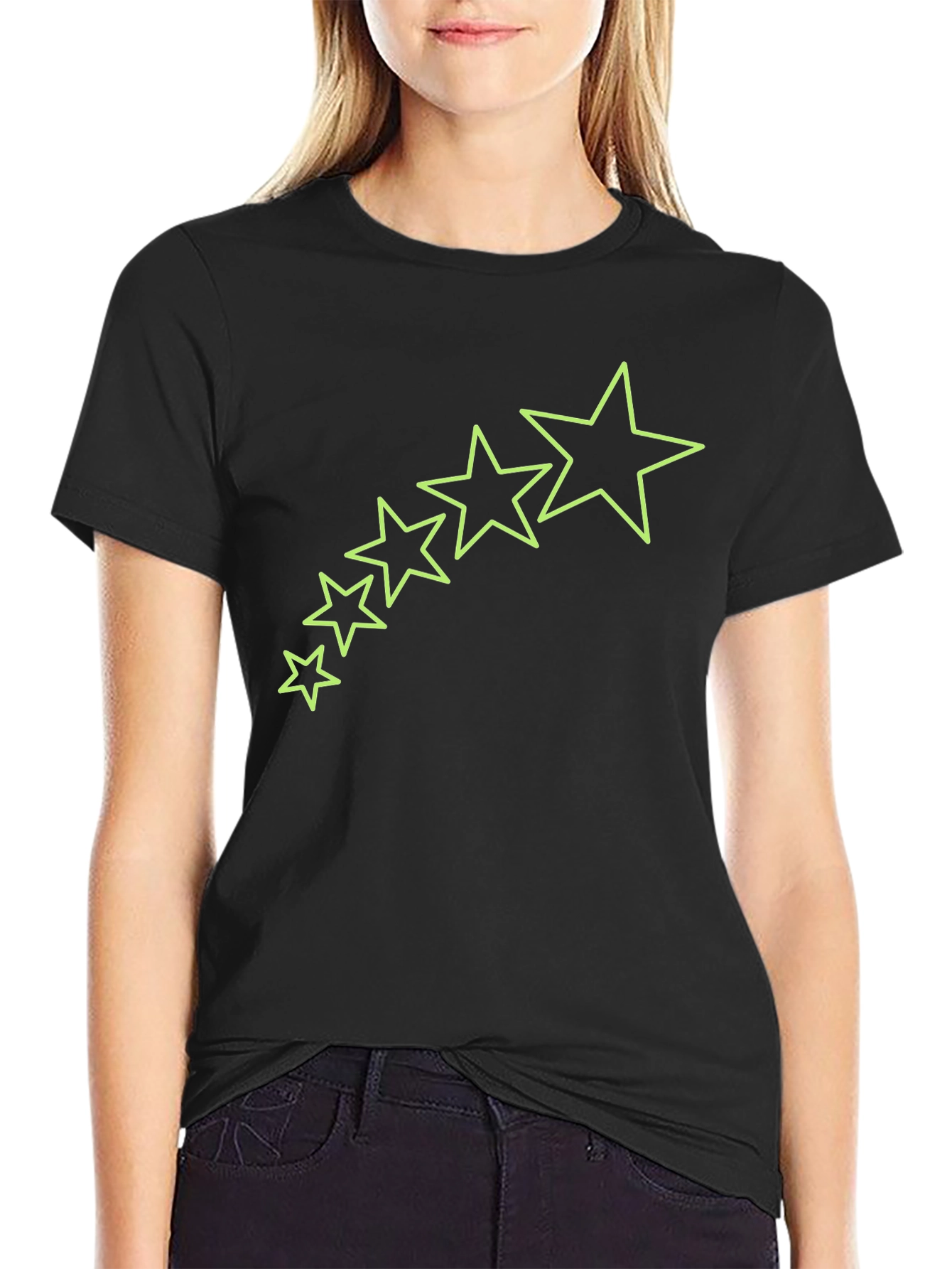 Mens Black T-Shirt with Star Graphics