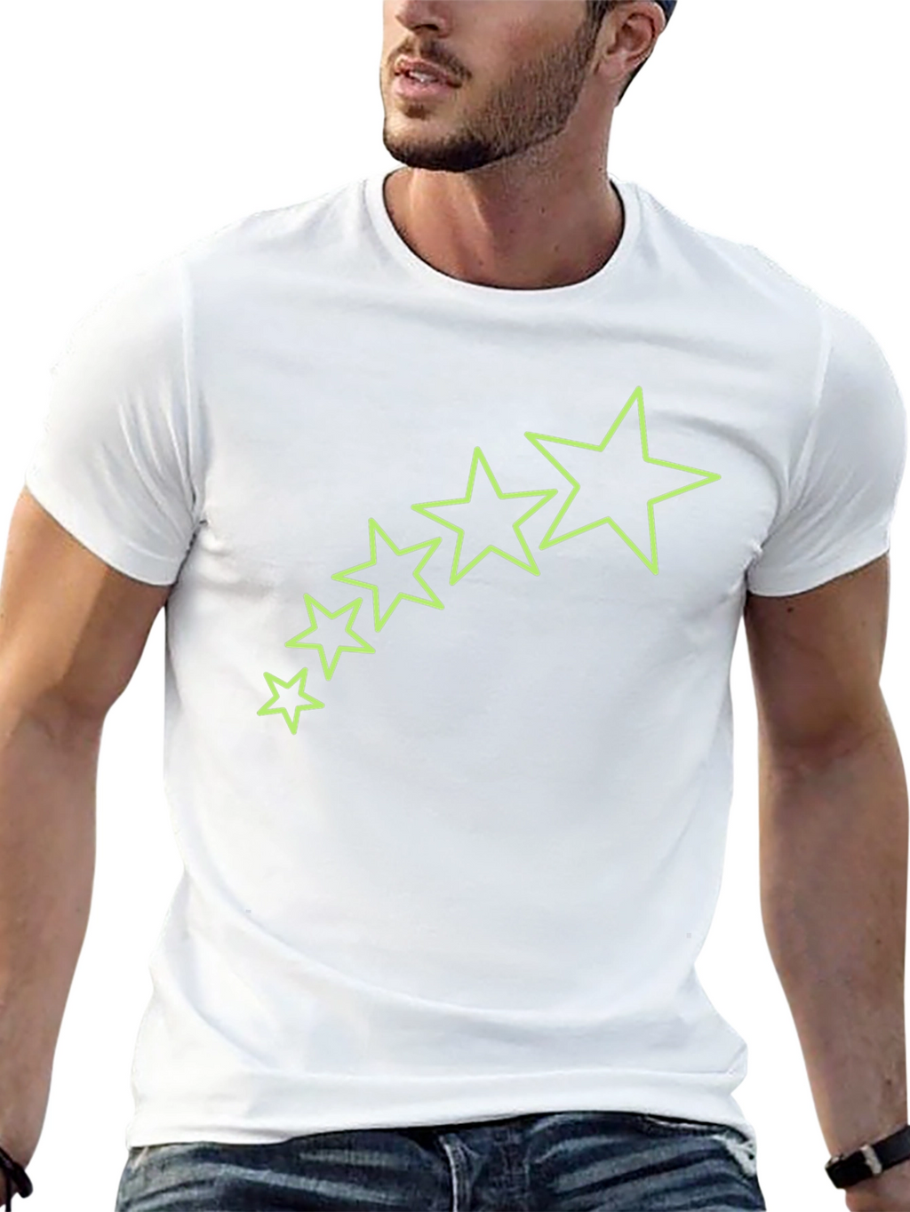 Mens Black T-Shirt with Star Graphics