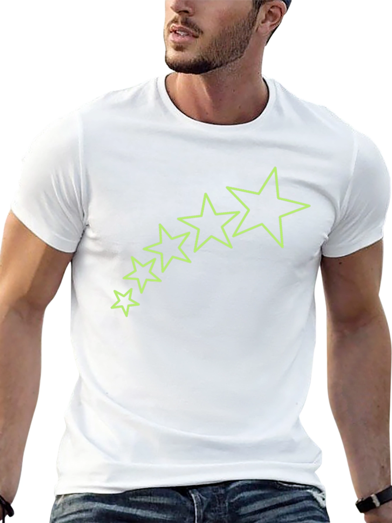 Mens Black T-Shirt with Star Graphics