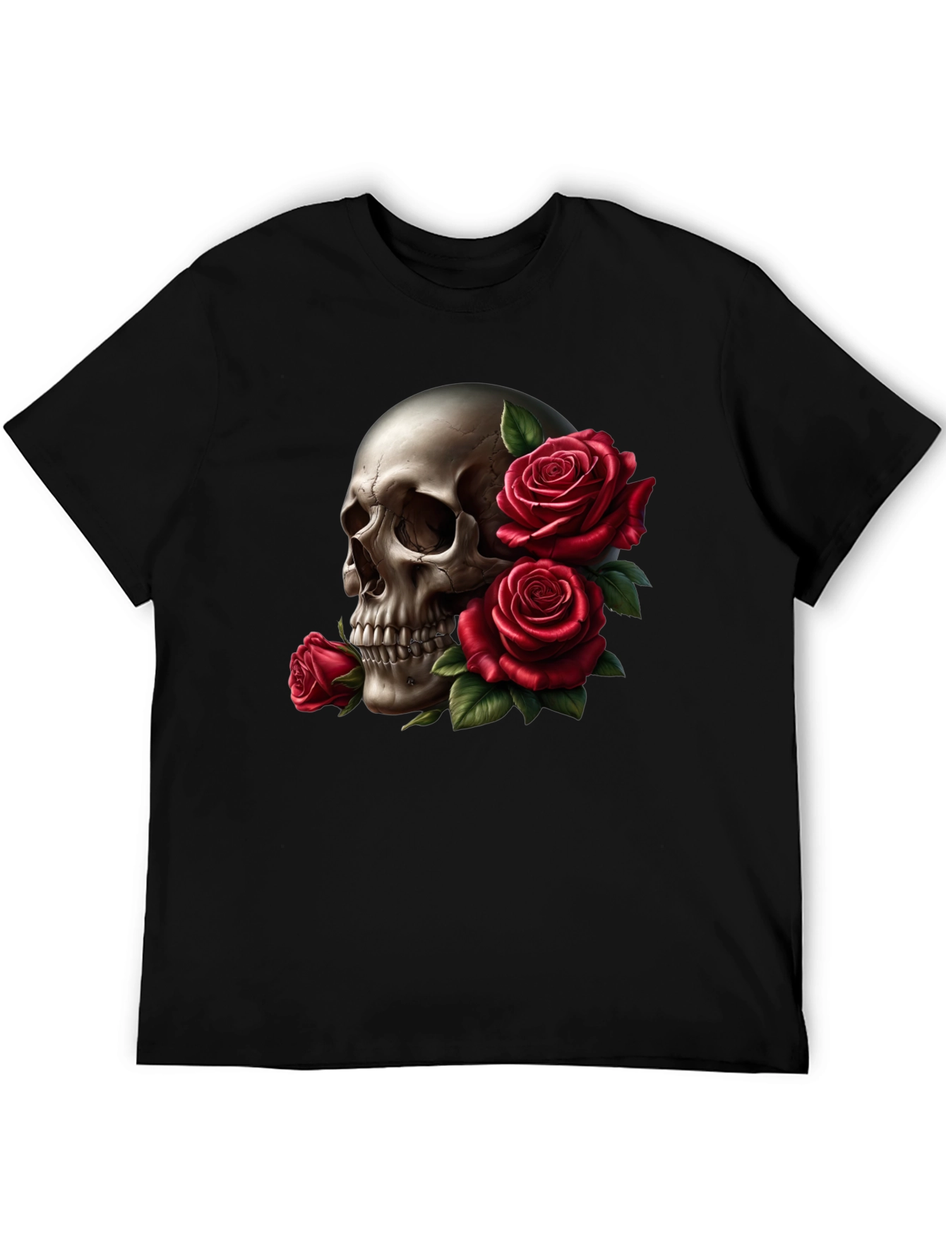 Skull and Roses Graphic Tee - Black