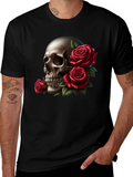 Skull and Roses Graphic Tee - Black