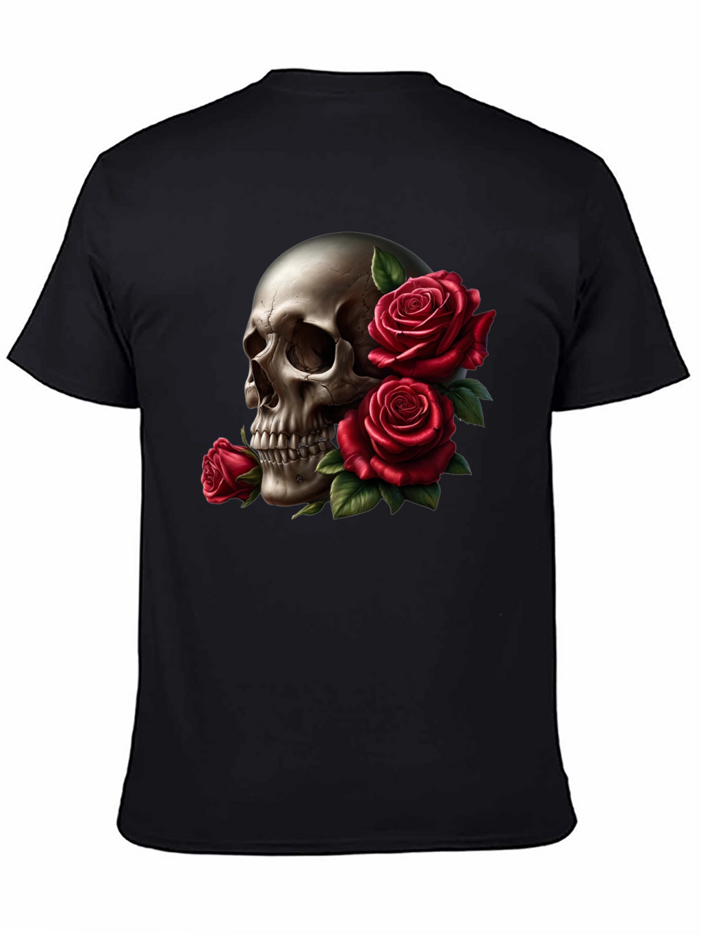Skull and Roses Graphic Tee - Black