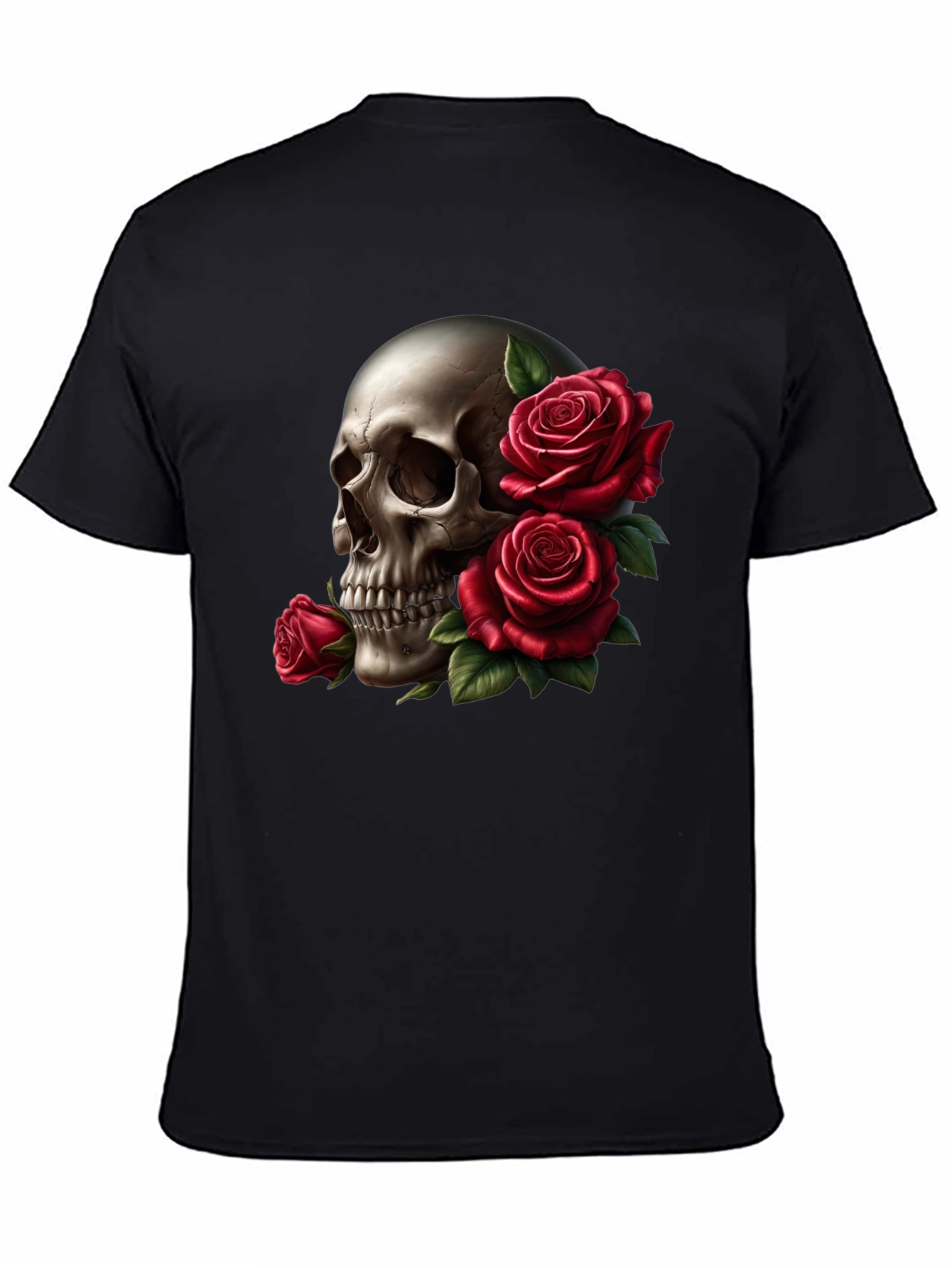 Skull and Roses Graphic Tee - Black