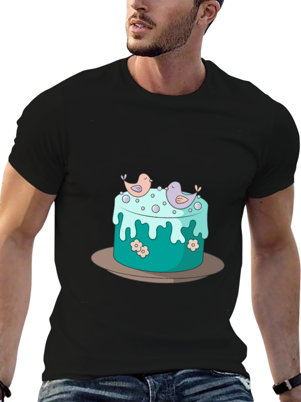 Cake and Birds Graphic T-Shirt - Unisex Style