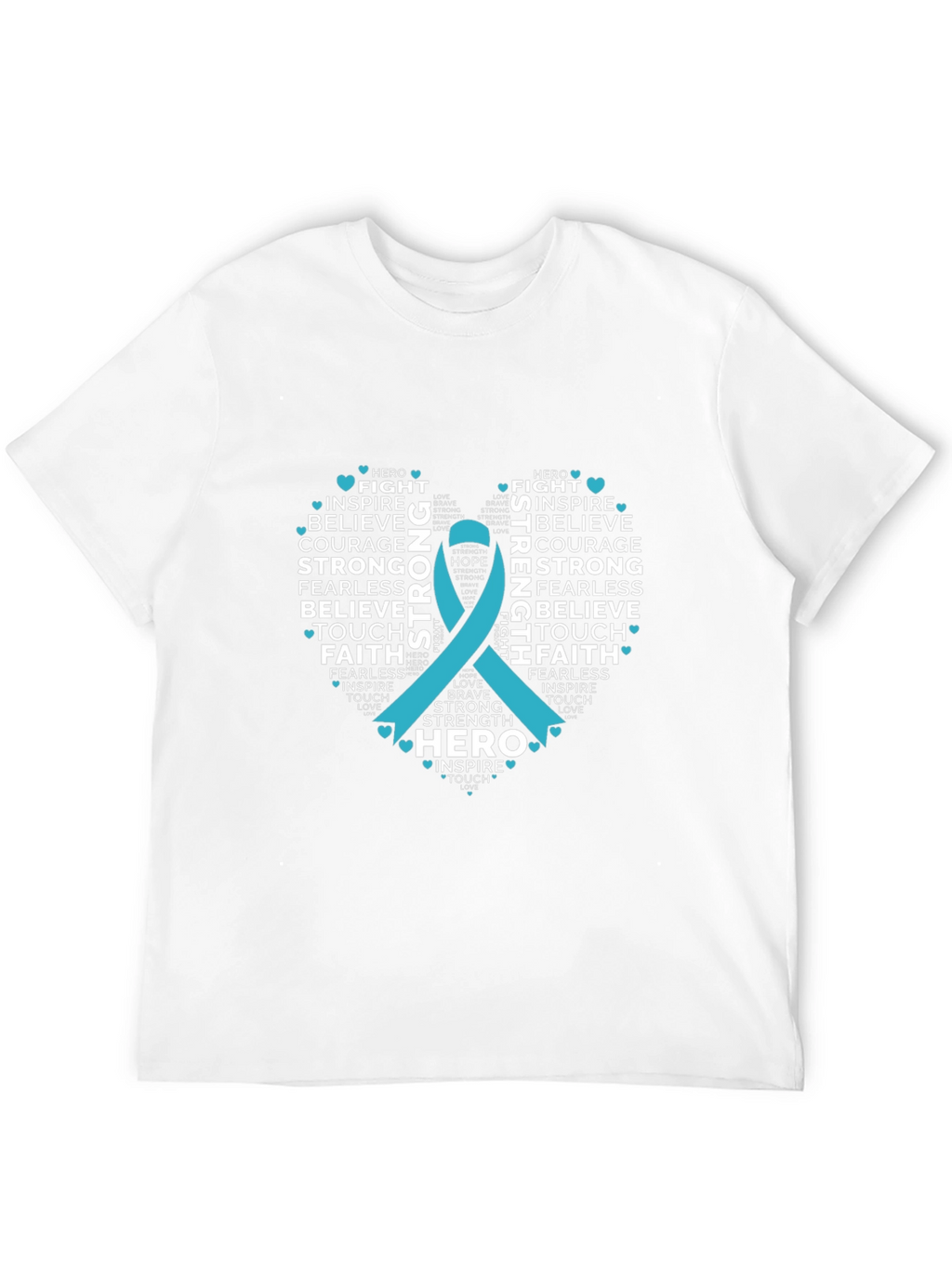 Inspirational Teal Ribbon Heart T-Shirt