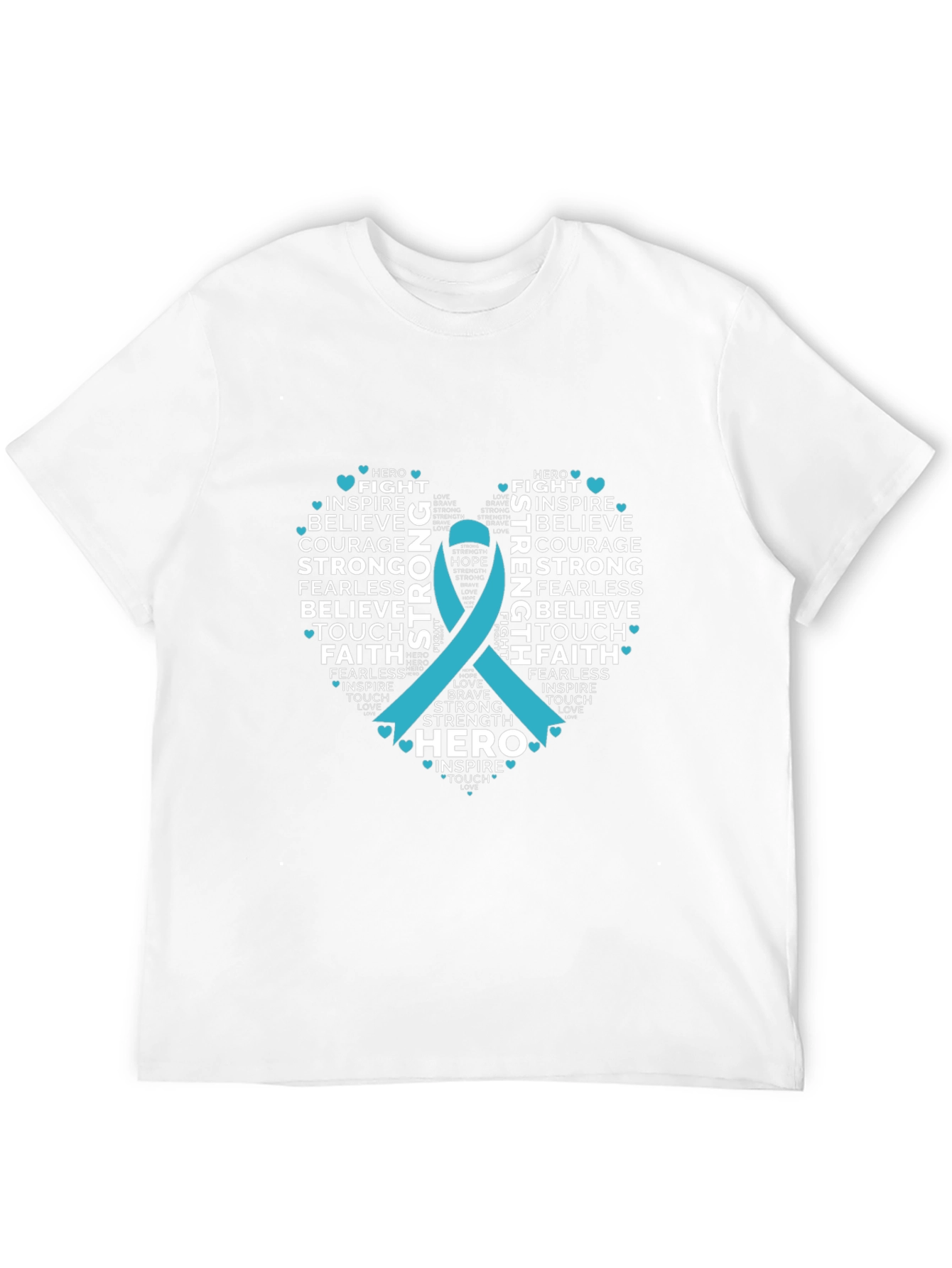 Inspirational Teal Ribbon Heart T-Shirt