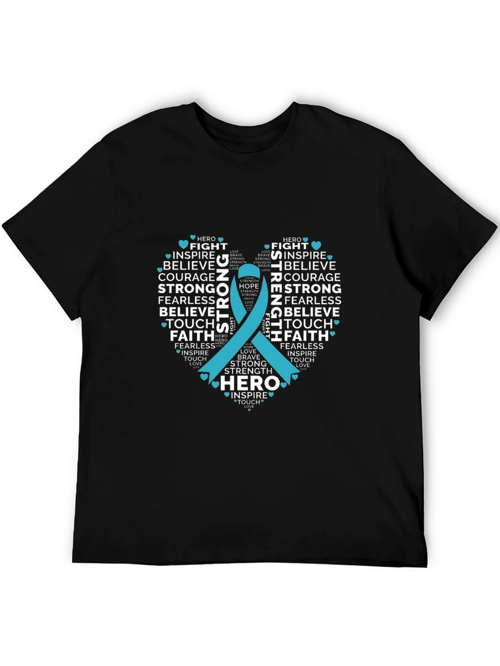 Inspirational Teal Ribbon Heart T-Shirt