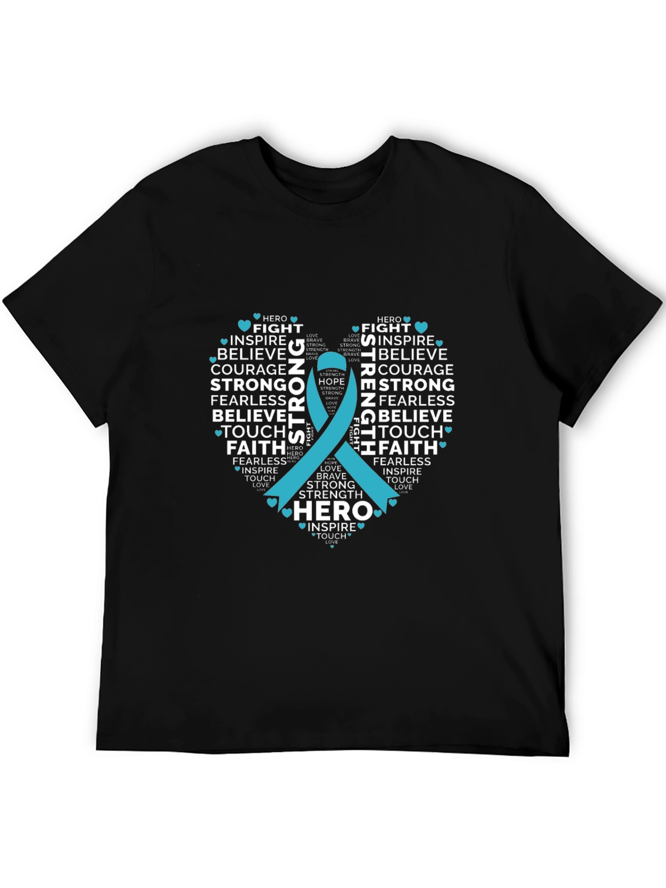 Inspirational Teal Ribbon Heart T-Shirt