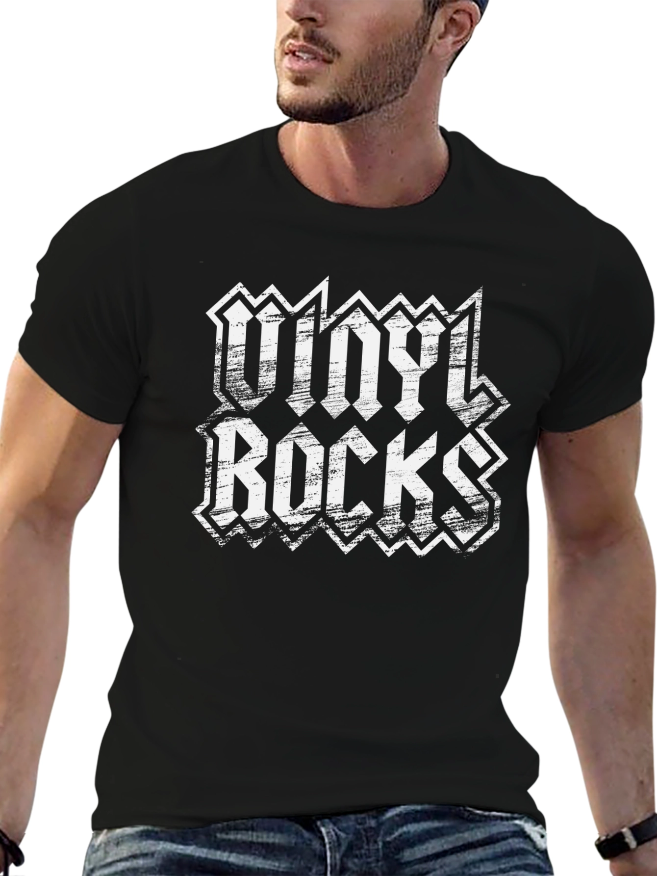 Vinyl Rocks Black Graphic Tee