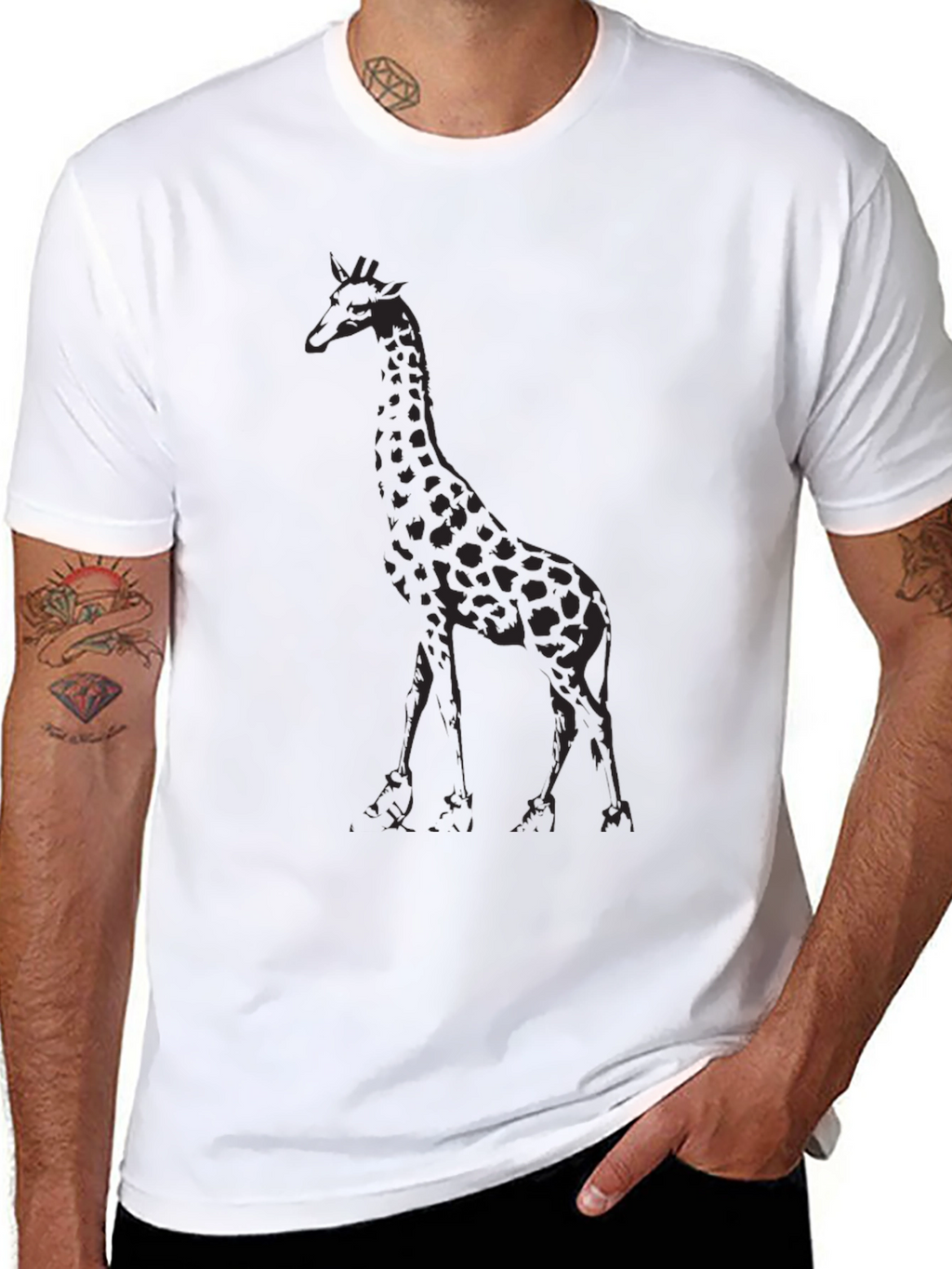 Giraffe Print Black T-Shirt