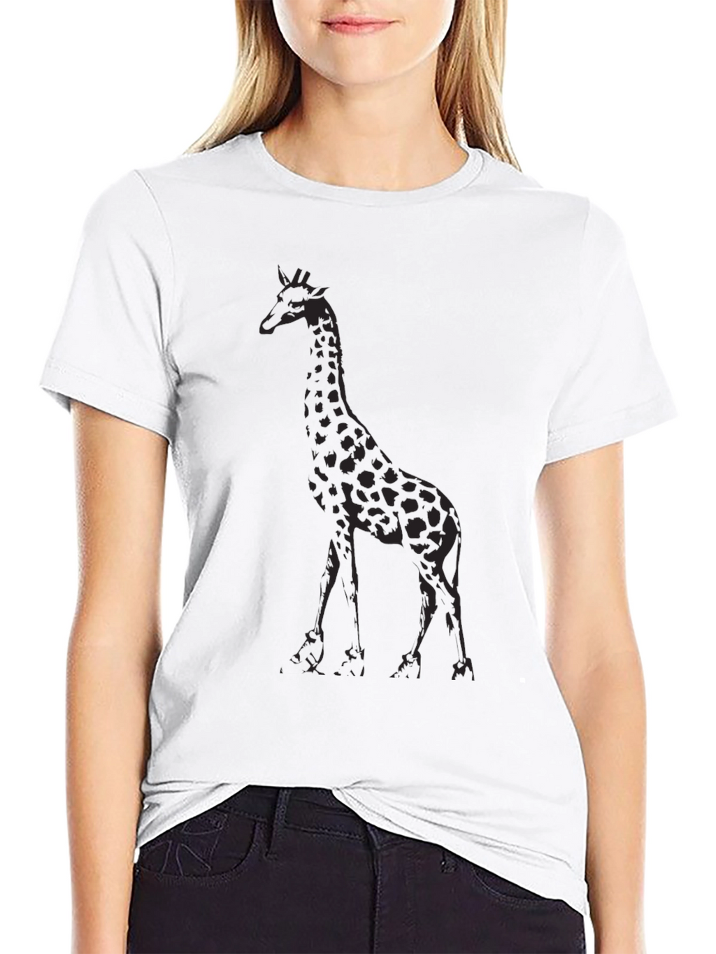 Giraffe Print Black T-Shirt