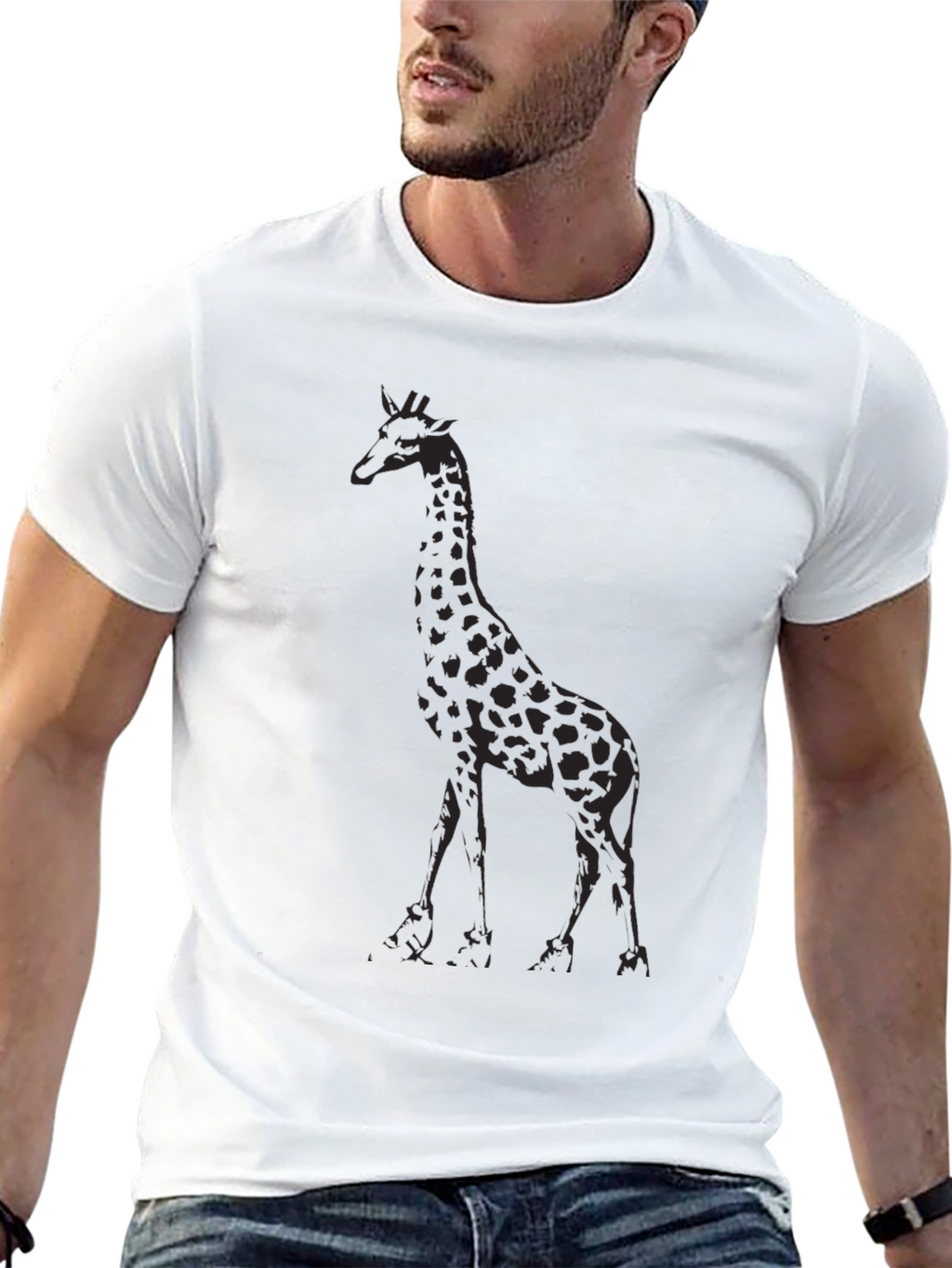 Giraffe Print Black T-Shirt