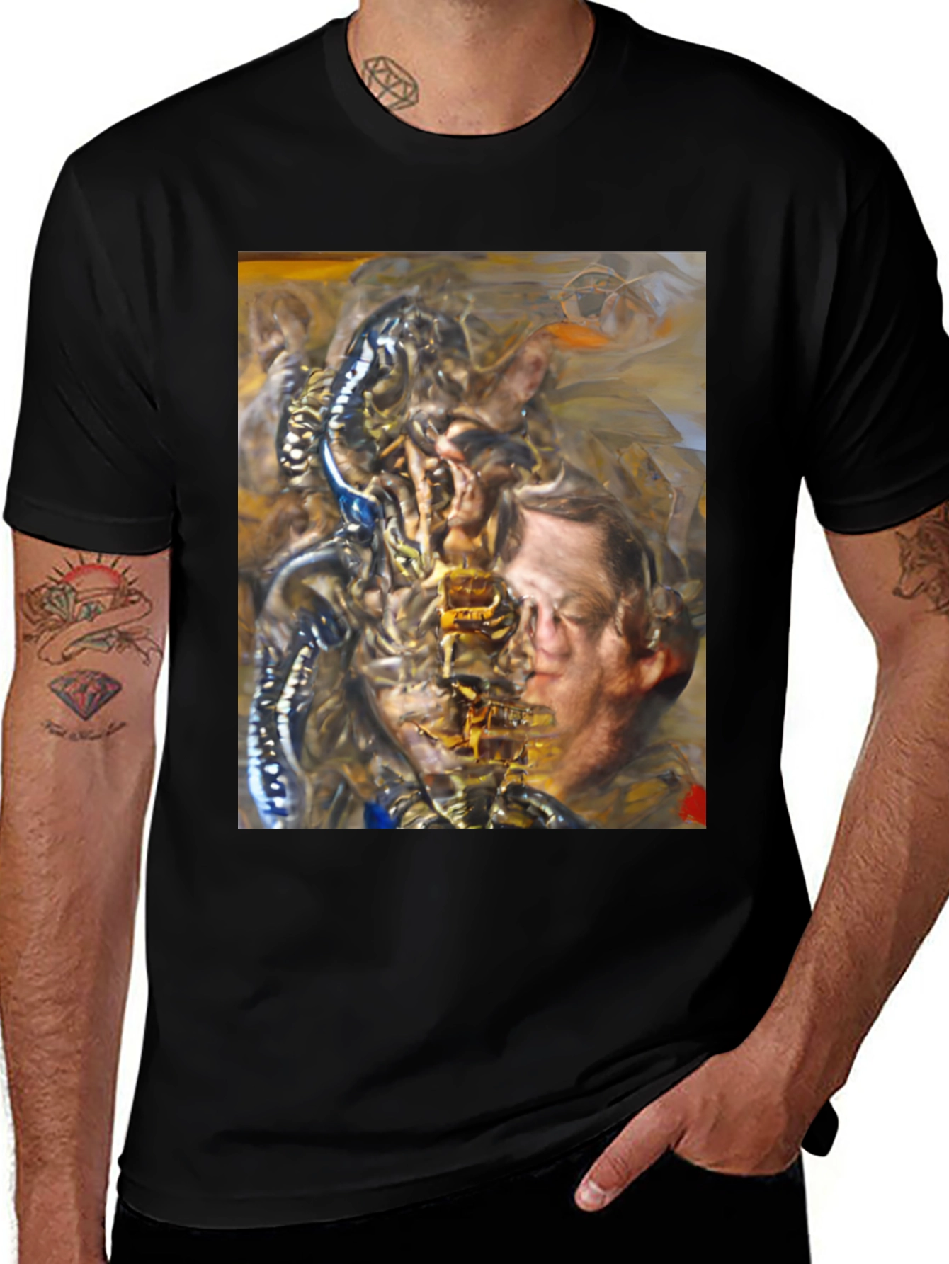 Surreal Graphic Print Black T-Shirt