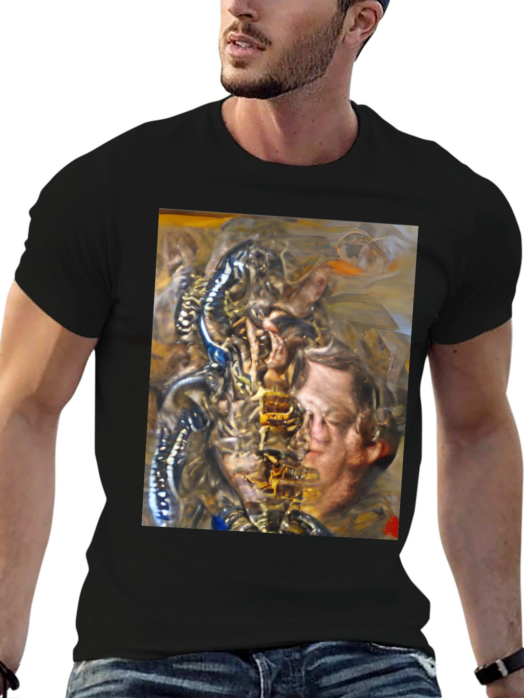 Surreal Graphic Print Black T-Shirt