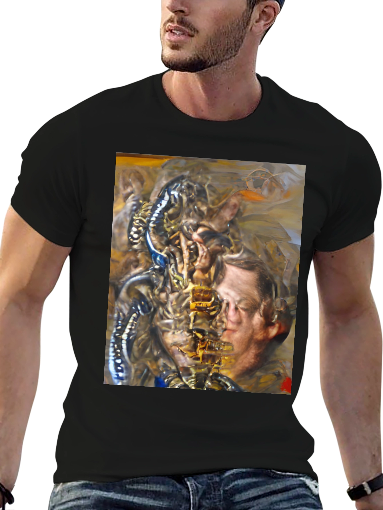 Surreal Graphic Print Black T-Shirt