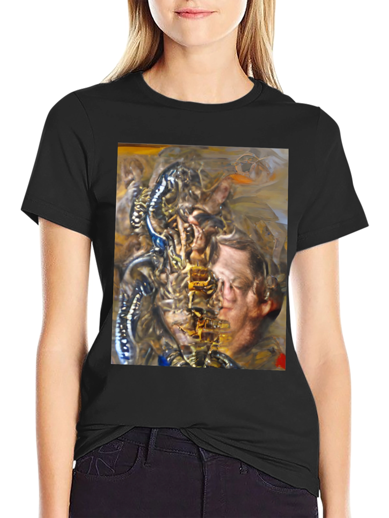 Surreal Graphic Print Black T-Shirt