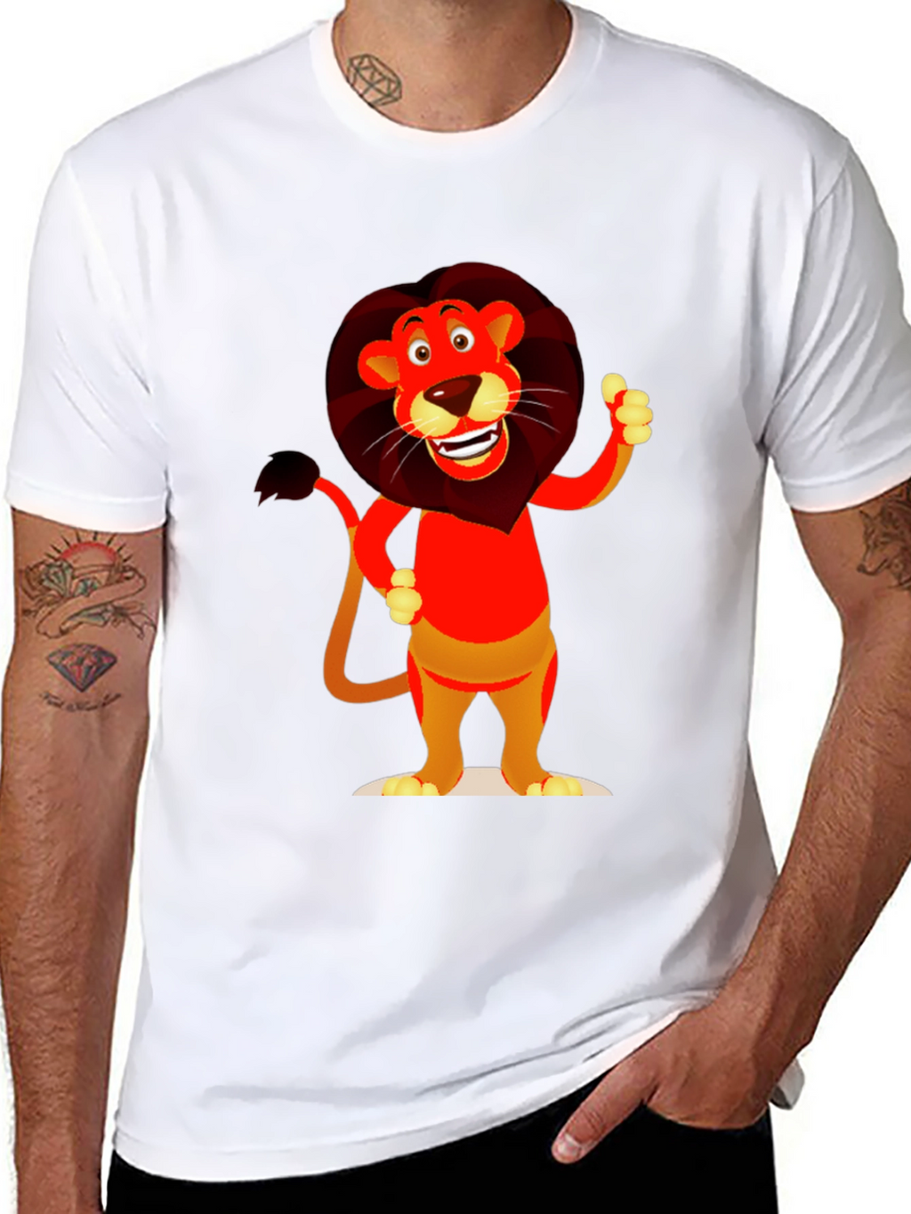 Cartoon Lion Graphic T-Shirt - Soft Cotton Blend