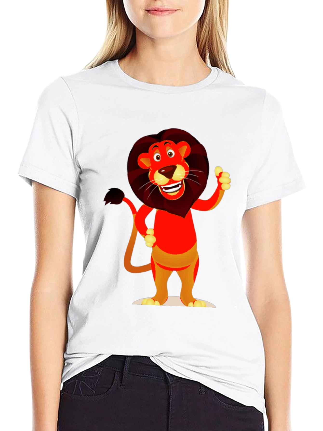 Cartoon Lion Graphic T-Shirt - Soft Cotton Blend