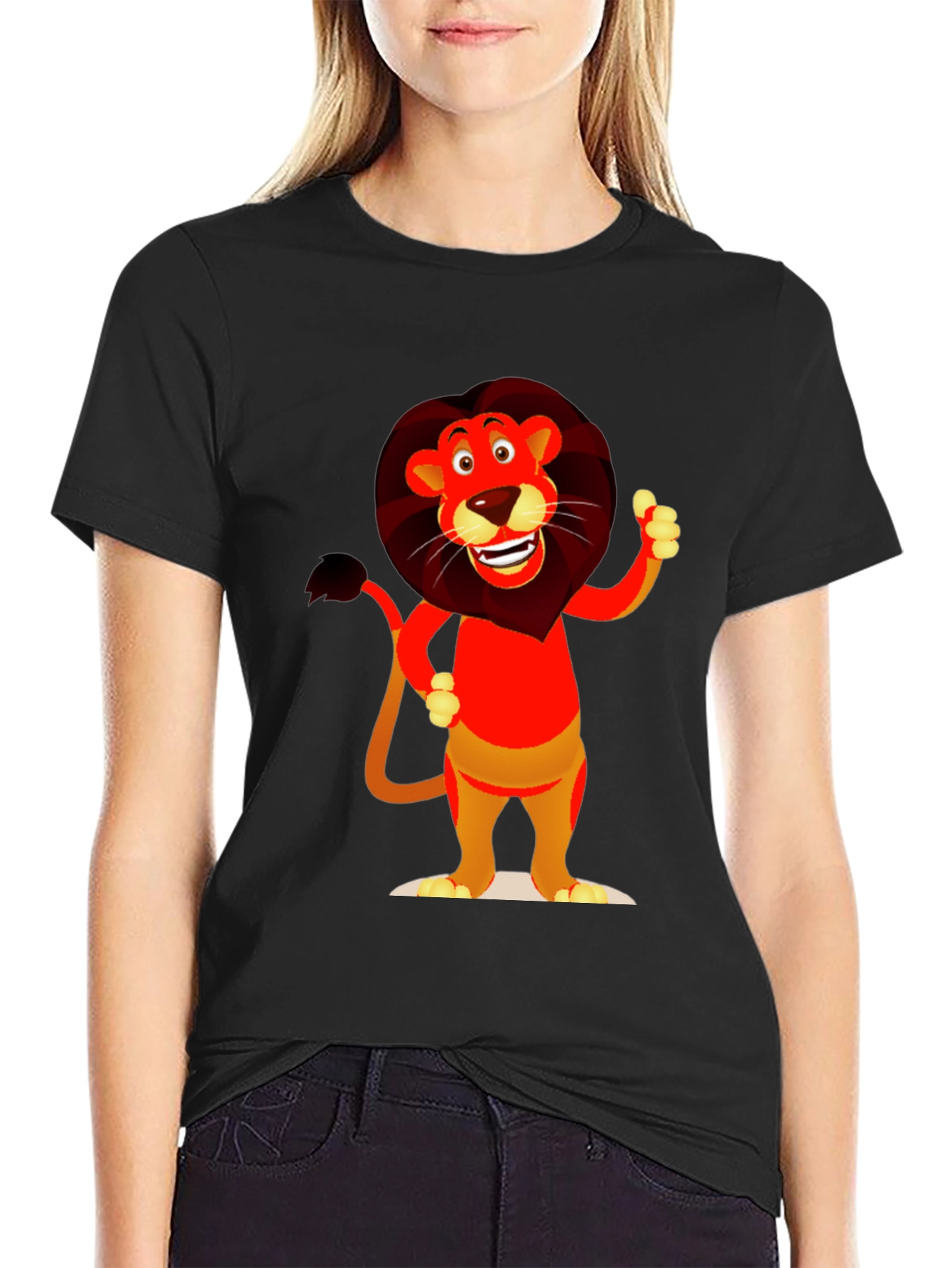 Cartoon Lion Graphic T-Shirt - Soft Cotton Blend
