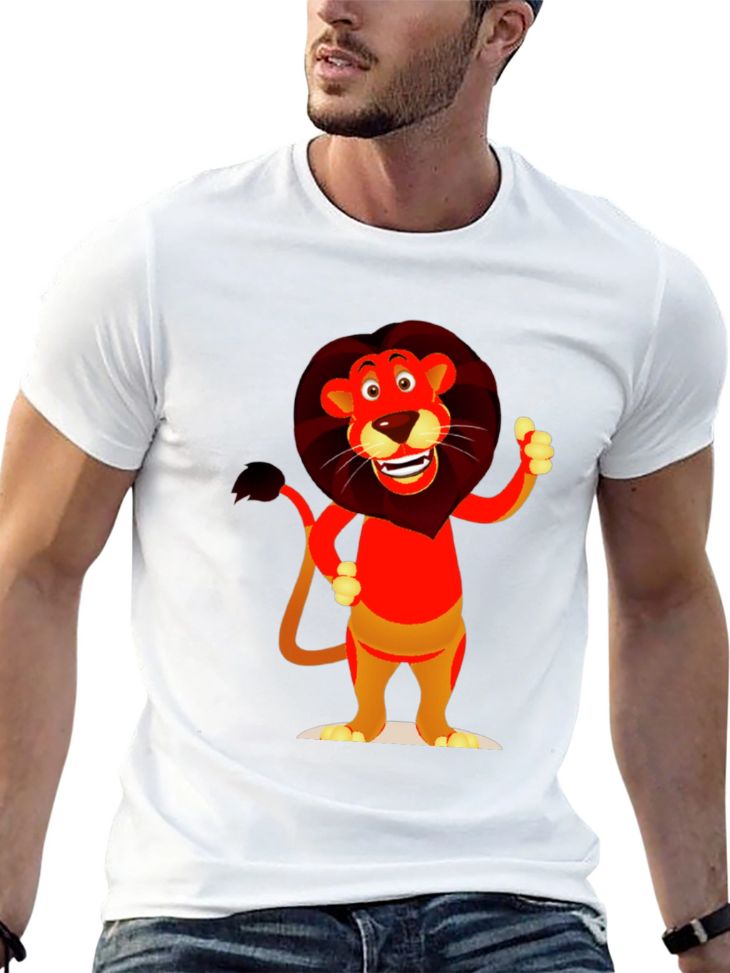 Cartoon Lion Graphic T-Shirt - Soft Cotton Blend