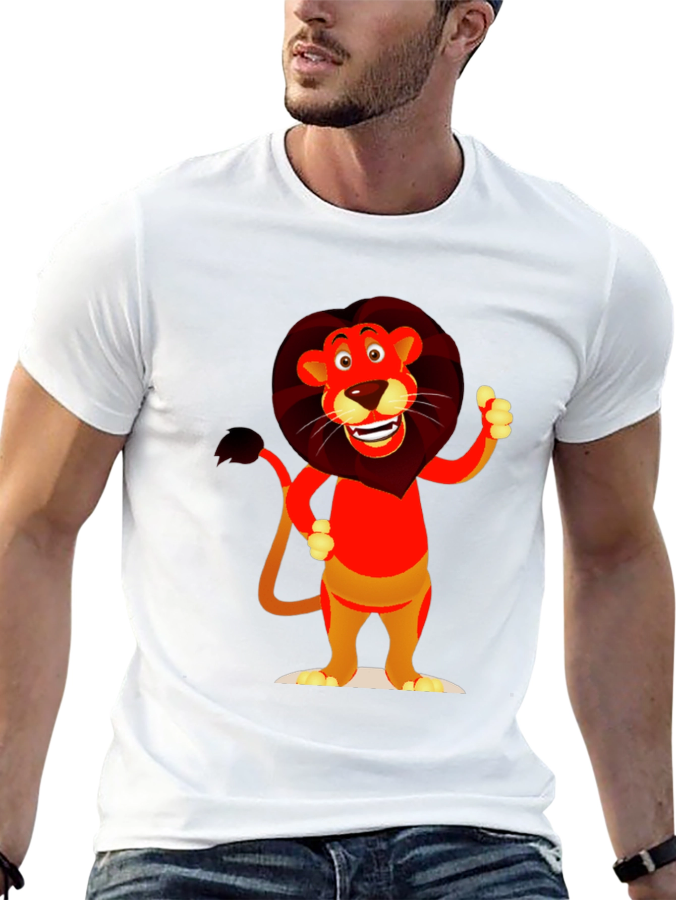 Cartoon Lion Graphic T-Shirt - Soft Cotton Blend