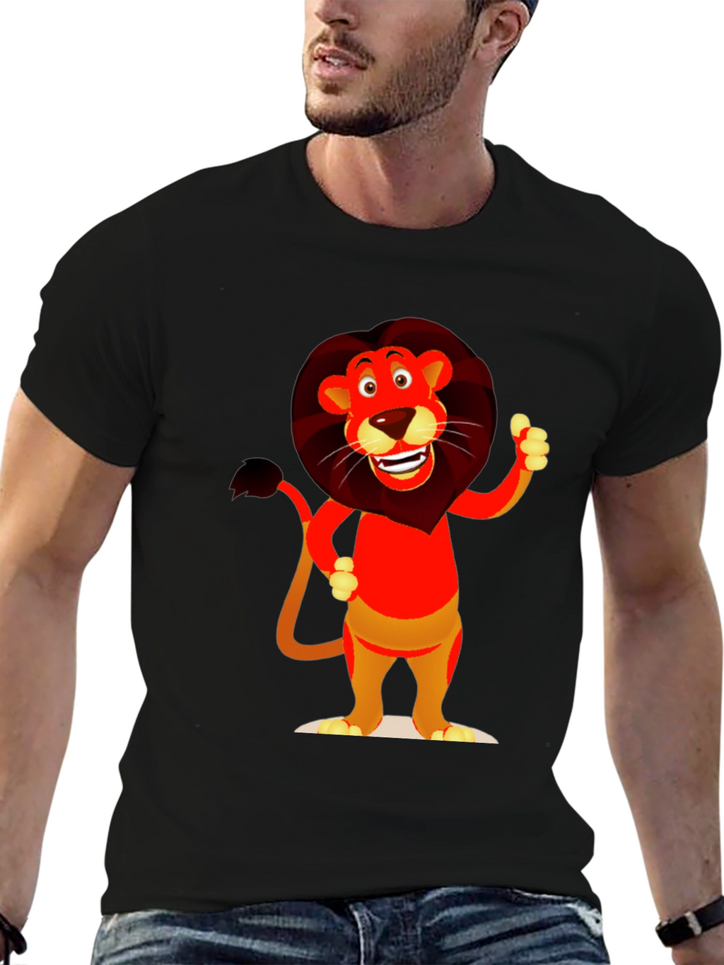 Cartoon Lion Graphic T-Shirt - Soft Cotton Blend