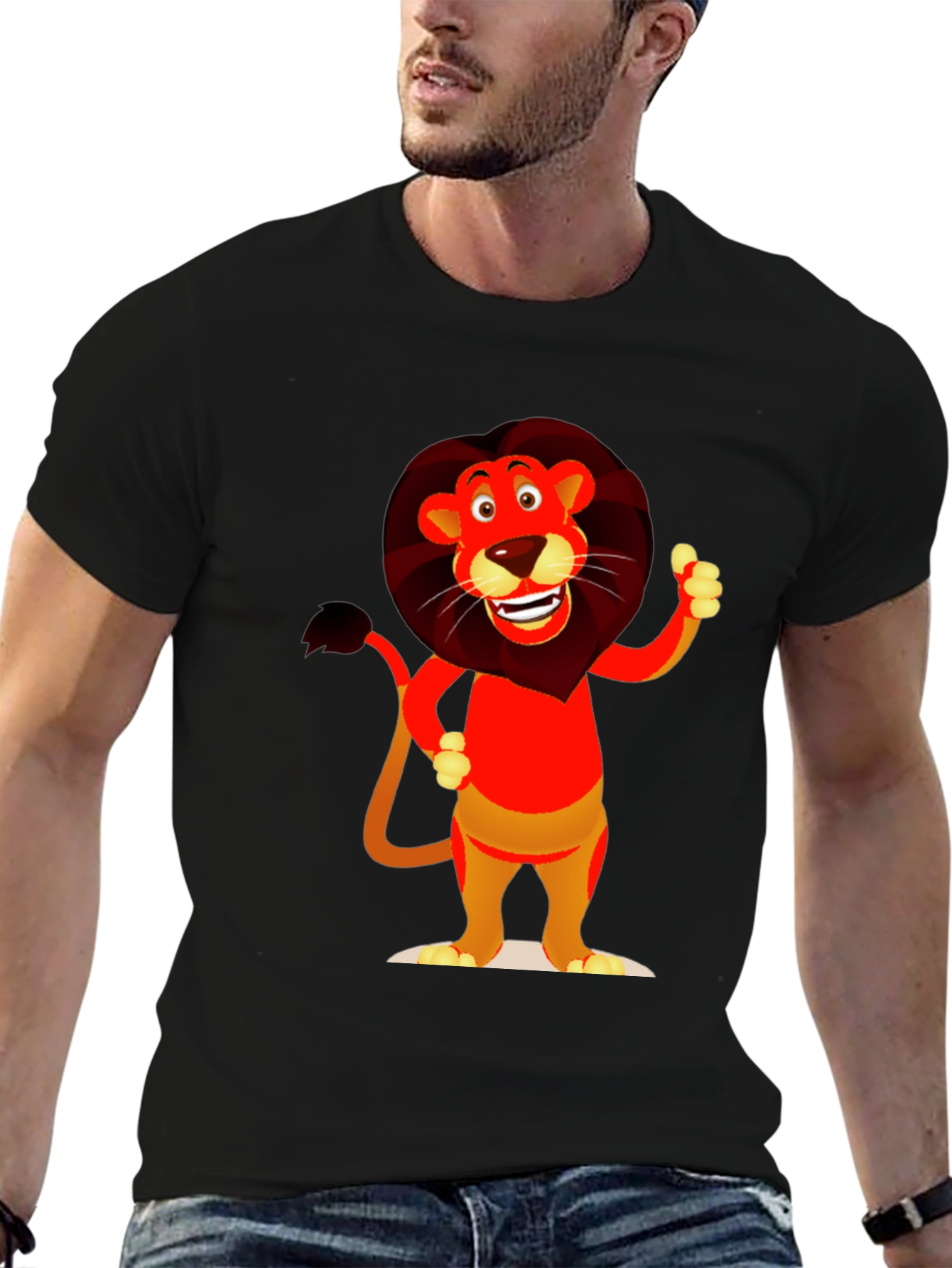 Cartoon Lion Graphic T-Shirt - Soft Cotton Blend