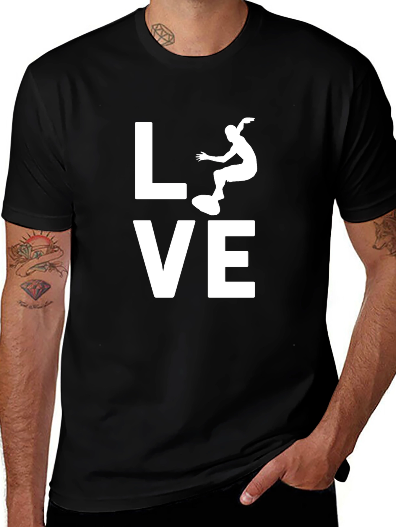 Skateboarding LOVE Graphic T-Shirt - Black Cotton Tee