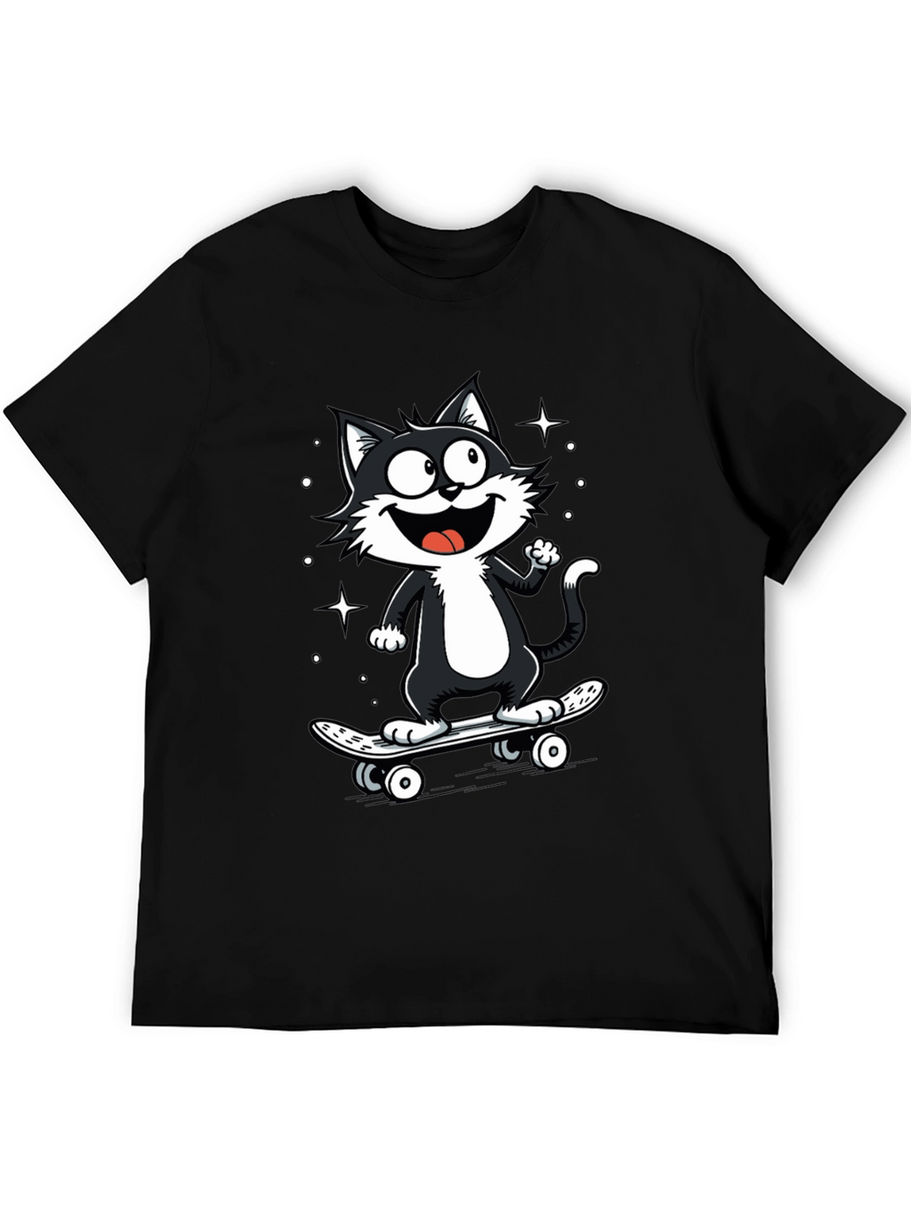 Cool Cat Skateboard Graphic T-Shirt