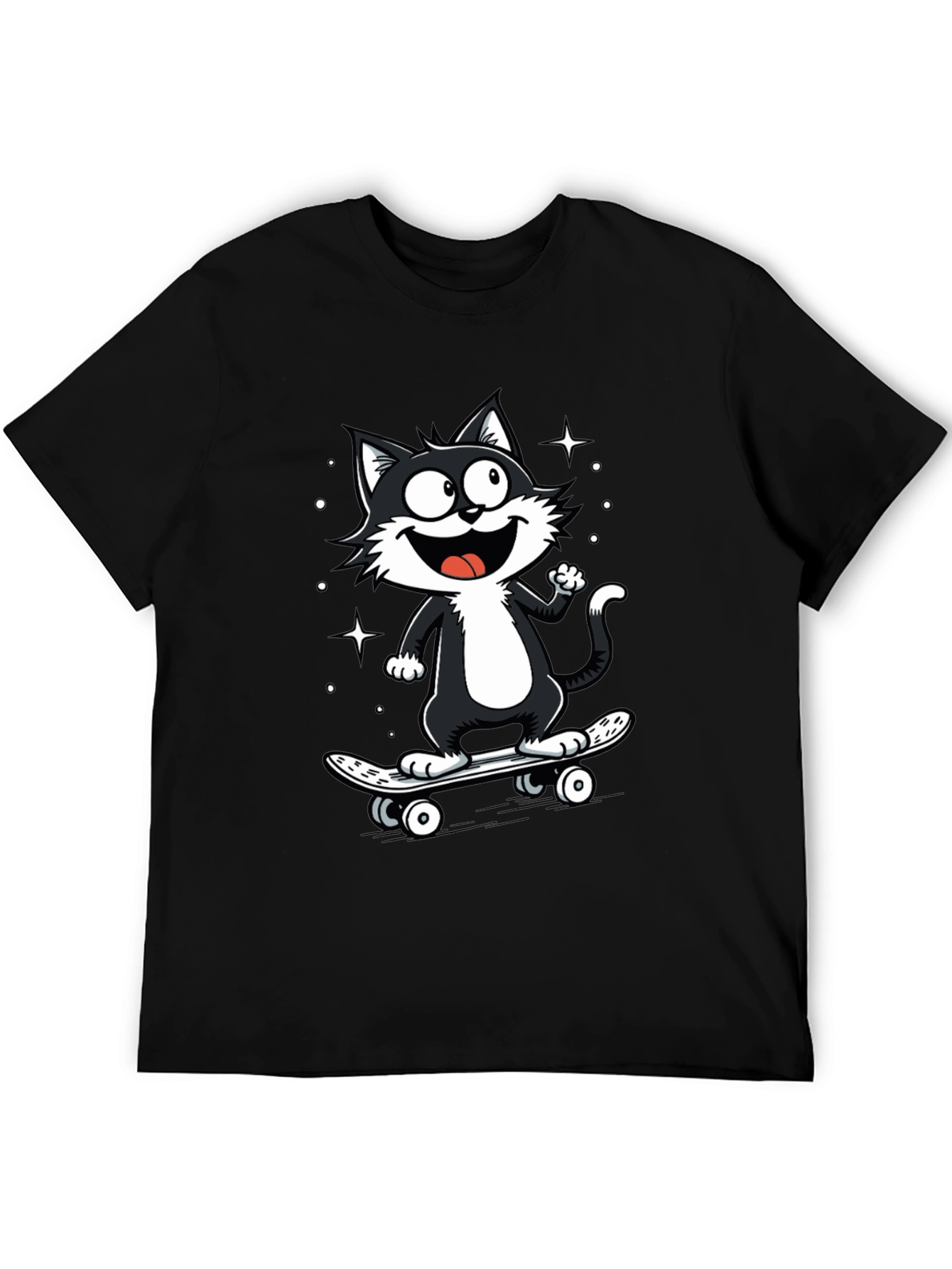 Cool Cat Skateboard Graphic T-Shirt