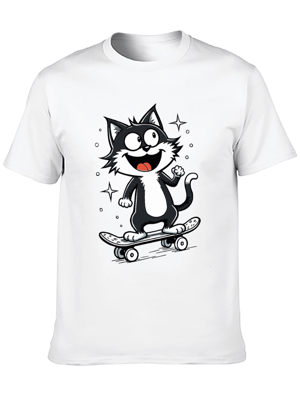 Cool Cat Skateboard Graphic T-Shirt
