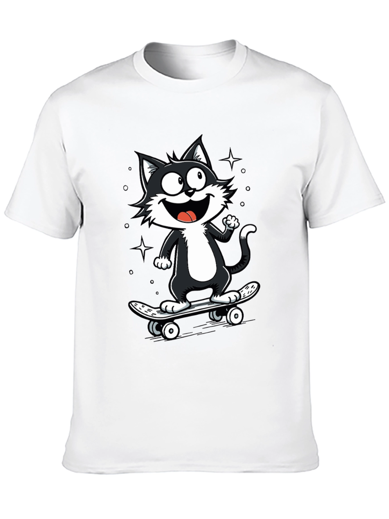 Cool Cat Skateboard Graphic T-Shirt