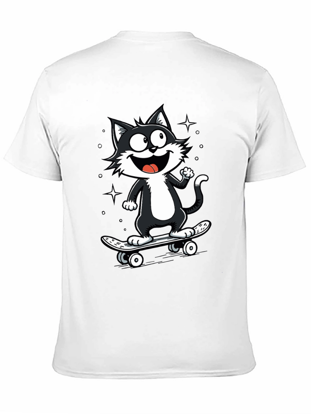 Cool Cat Skateboard Graphic T-Shirt