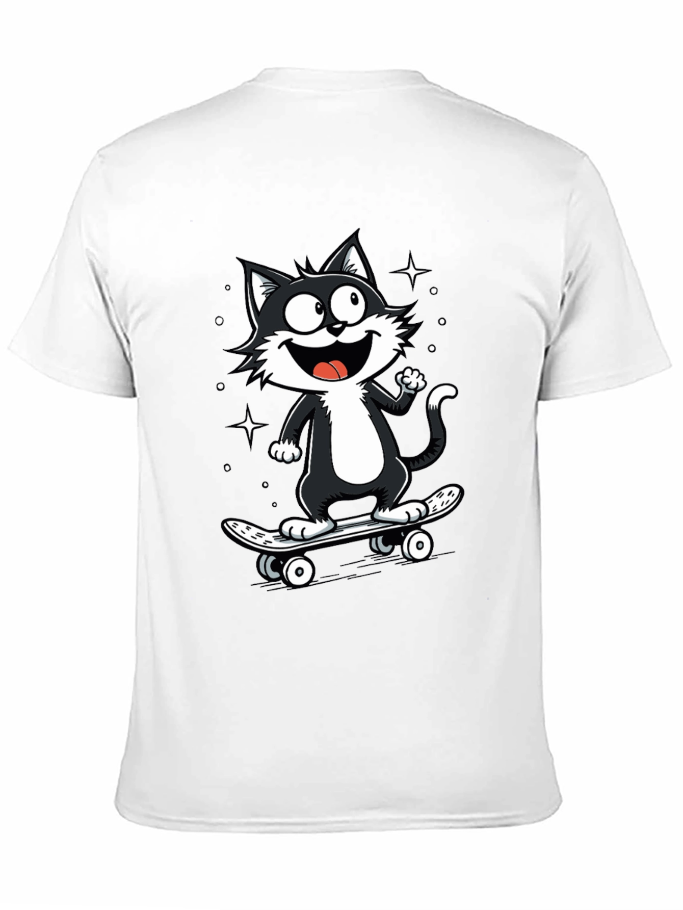 Cool Cat Skateboard Graphic T-Shirt