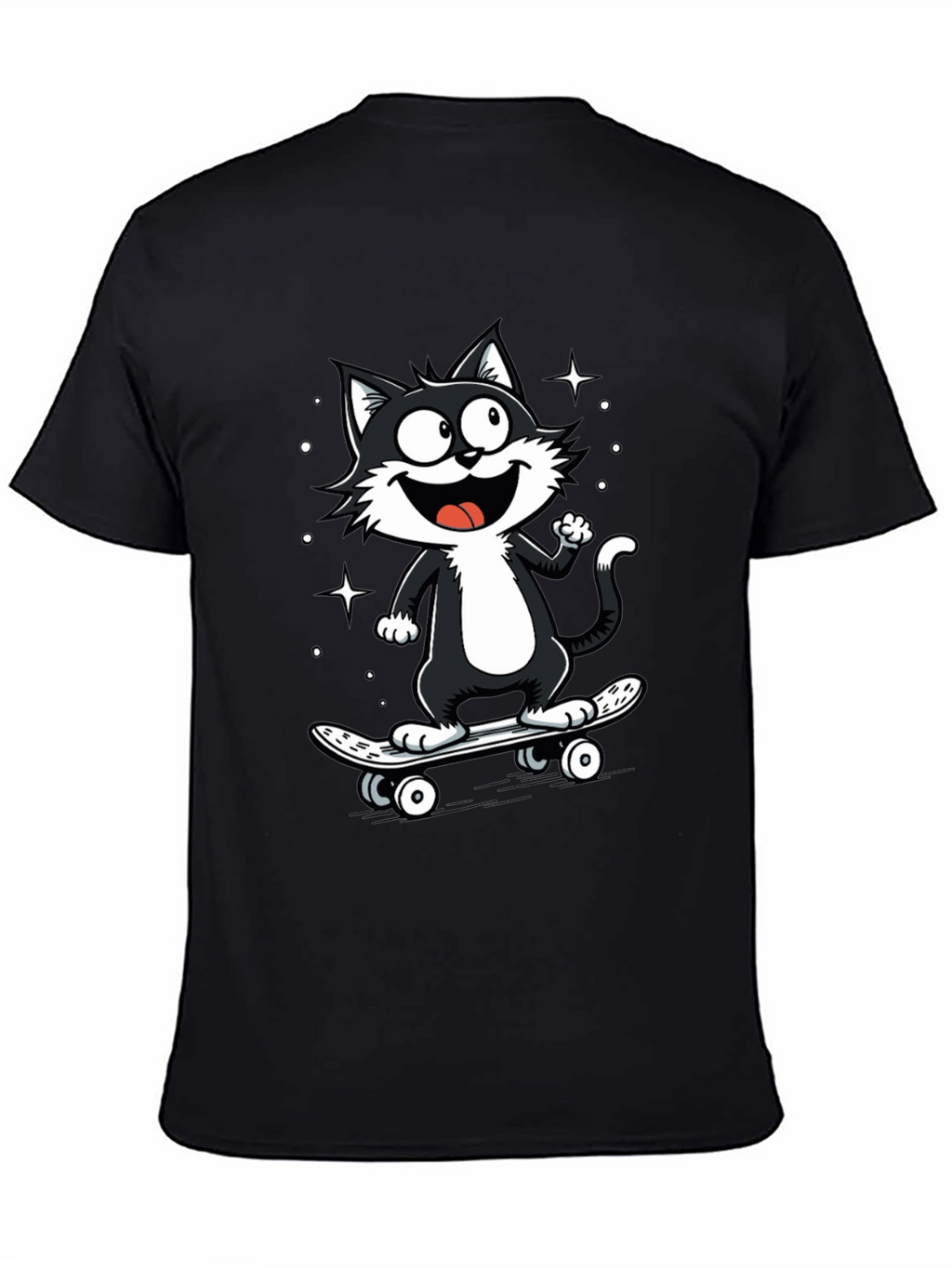 Cool Cat Skateboard Graphic T-Shirt