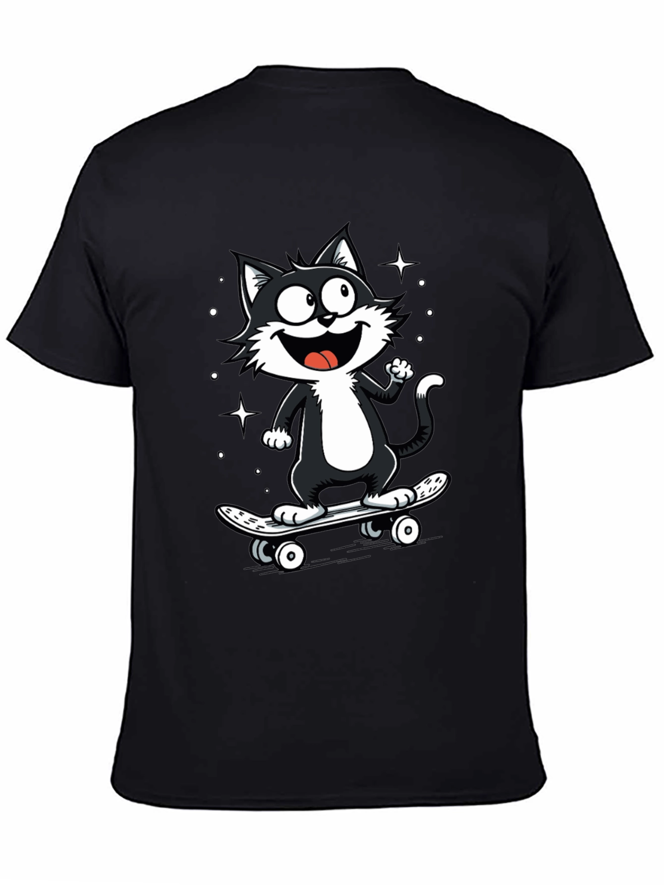 Cool Cat Skateboard Graphic T-Shirt
