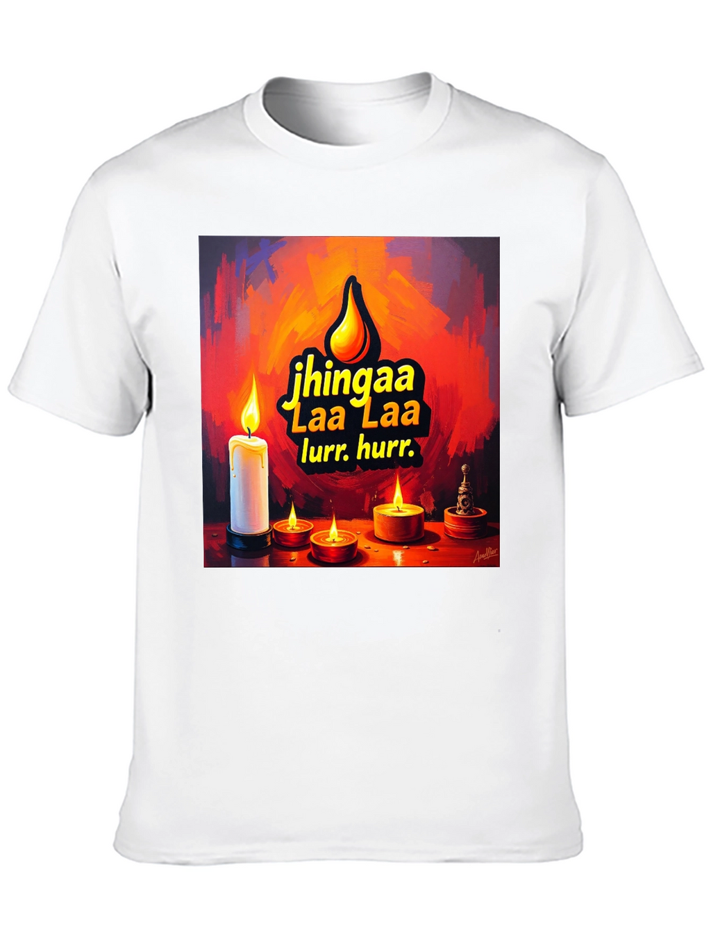 Candlelight Jhingaa Tee - Artistic Graphic T-Shirt